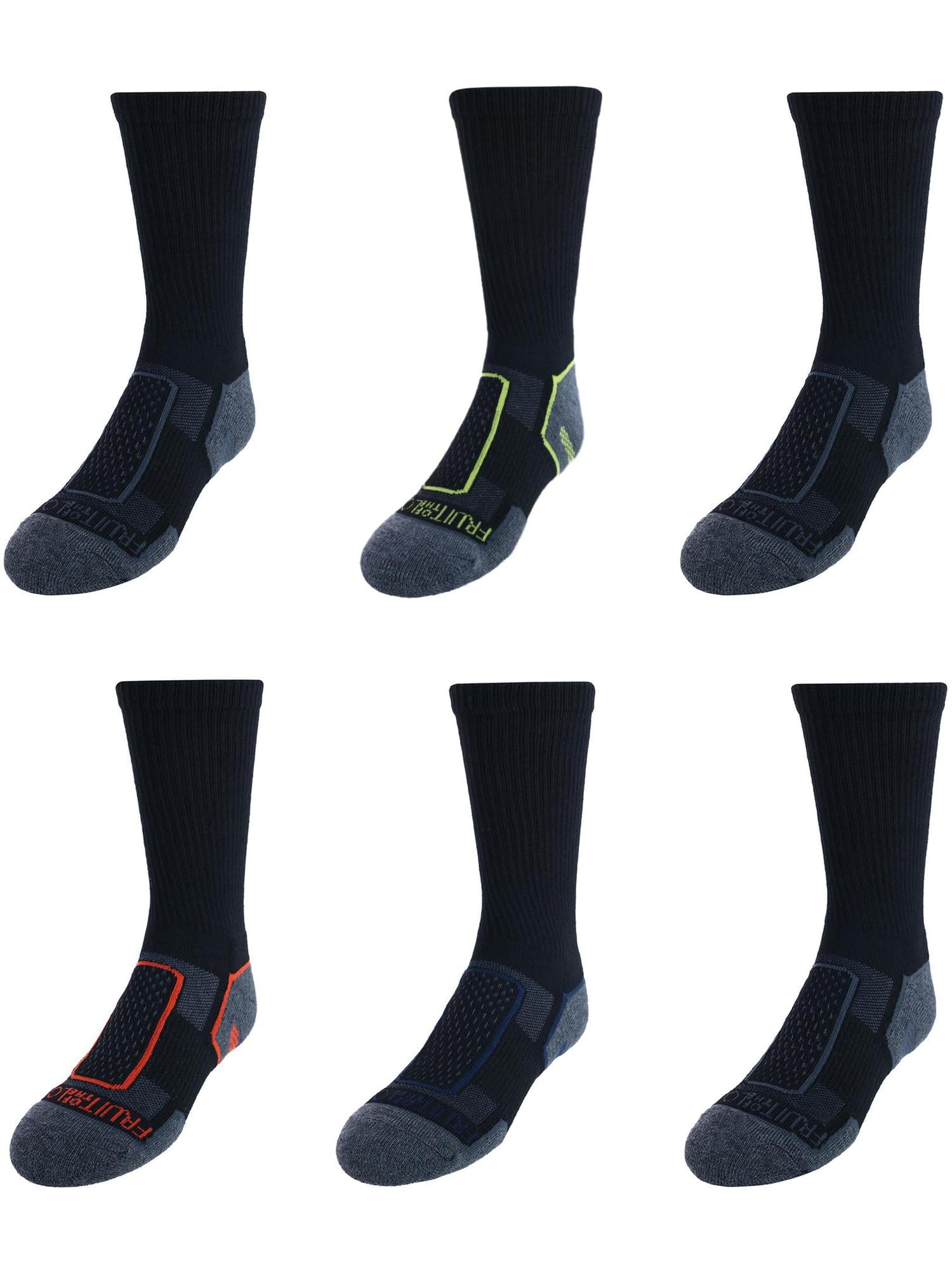 Fruit of the Loom Boys' Black Crew Socks 6-Pack