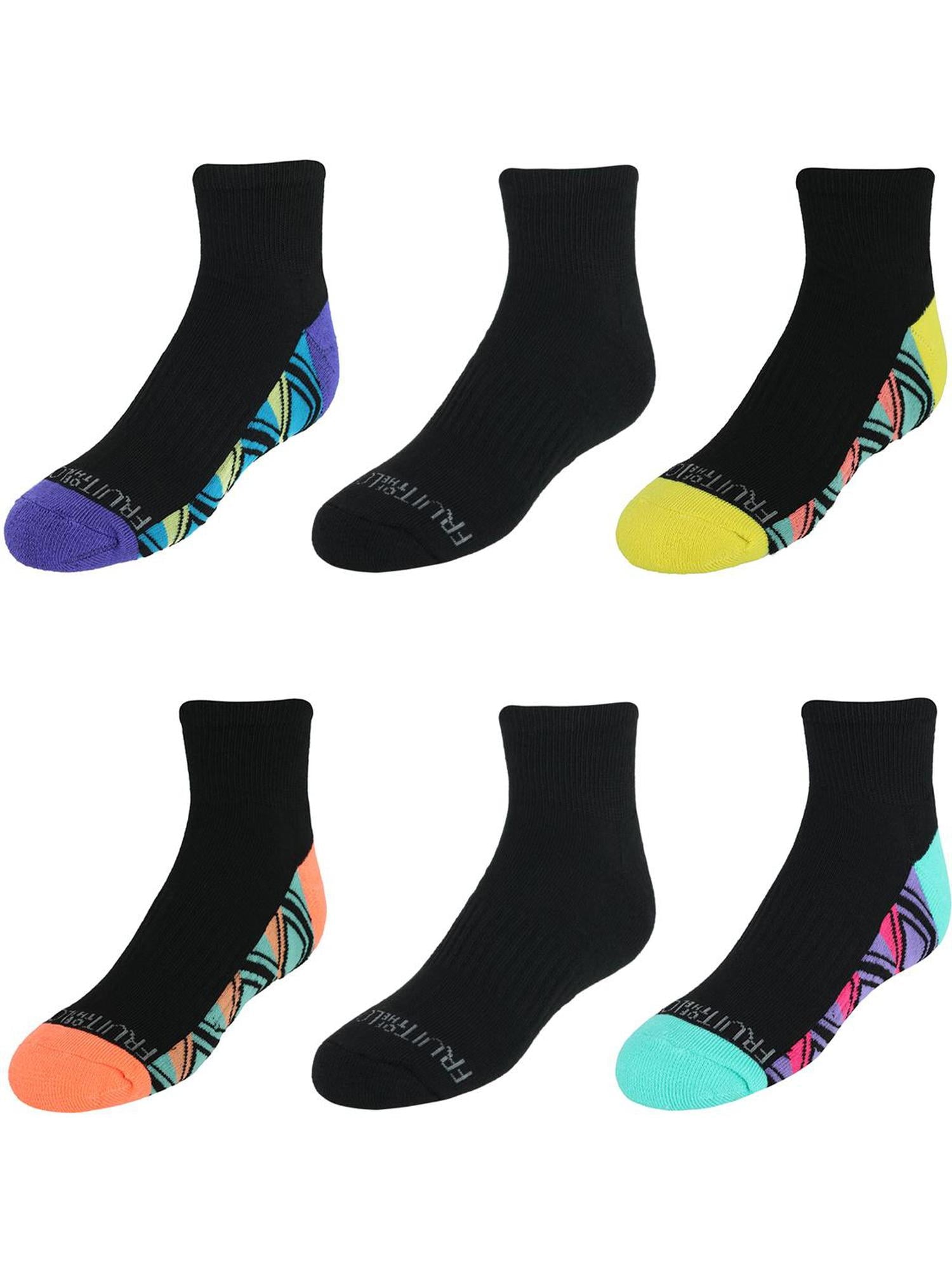 Fruit of the Loom Girls Black Ankle Socks 6-Pack
