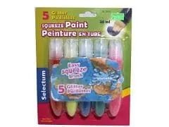 5 Pack Glitter Squeeze Paints, 28 ml.Assorted Colours - Brantford Surplus