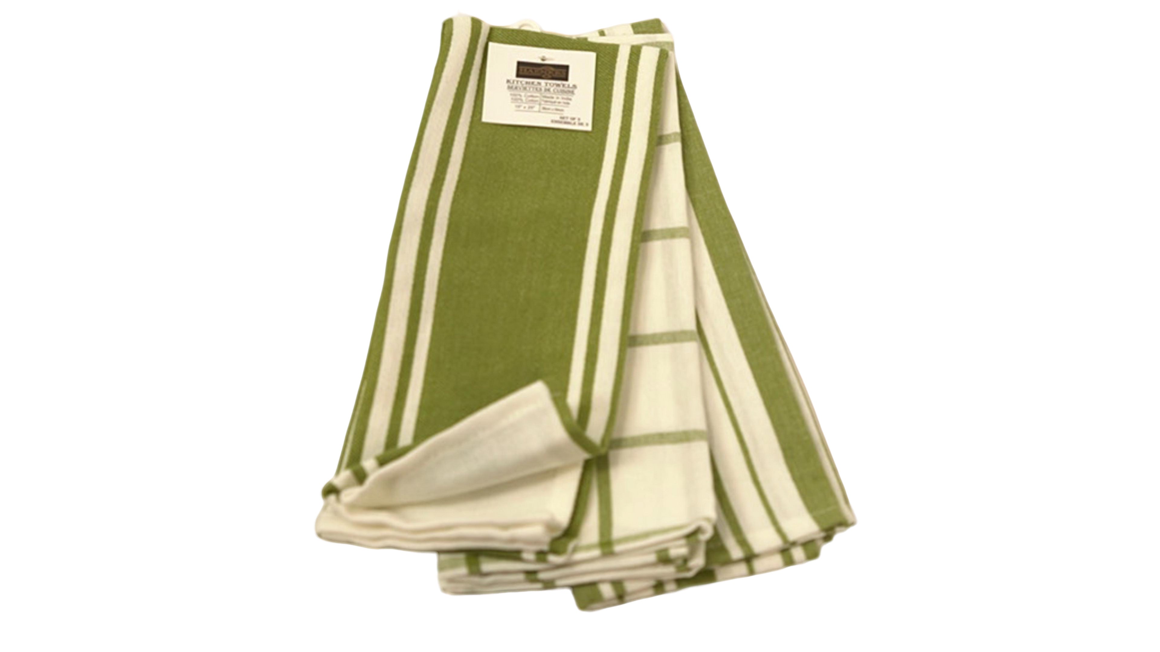 Olive Check Cotton Kitchen Towels 3-Pack - Haenkrs