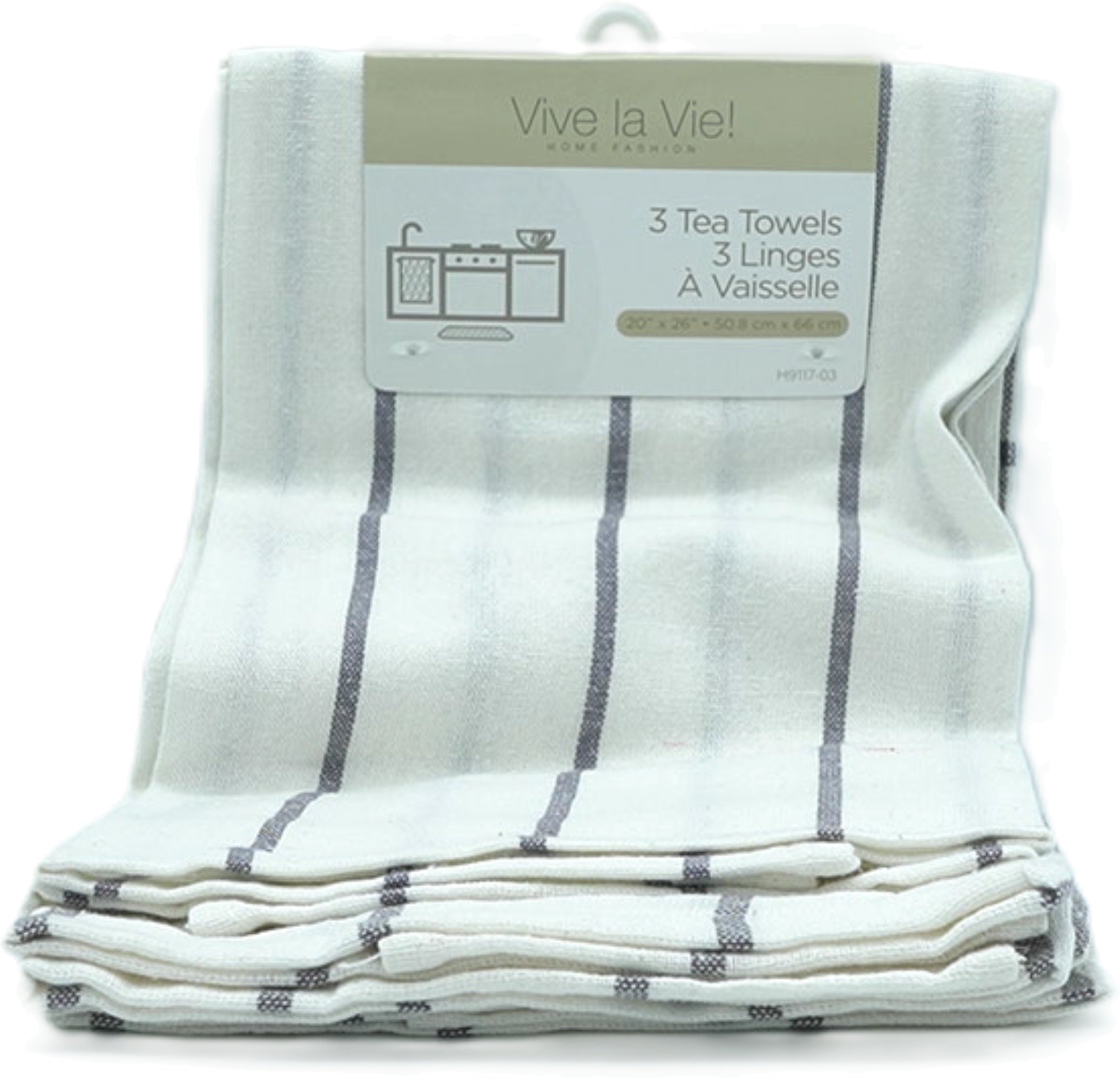 Kitchen Tea Towels 3-Pack 20"x26" Vive La Vie