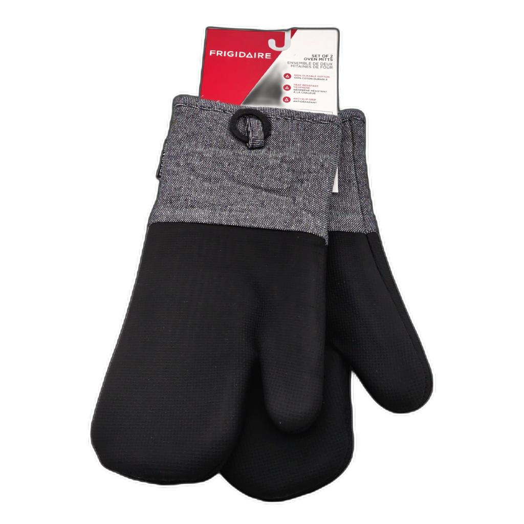 Oven Mitts Set Of 2 Black Cotton/silicone Frigidaire