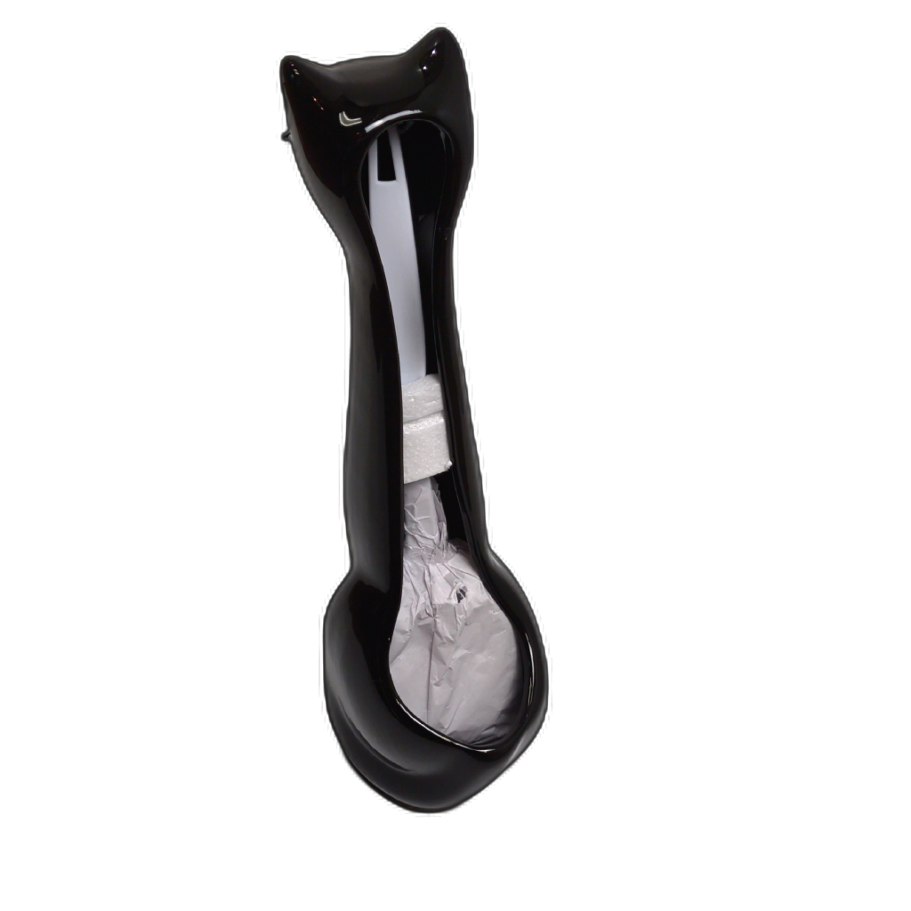 Ceramic Black Cat Bowl Brush Holder & Lotion Pump — side view
