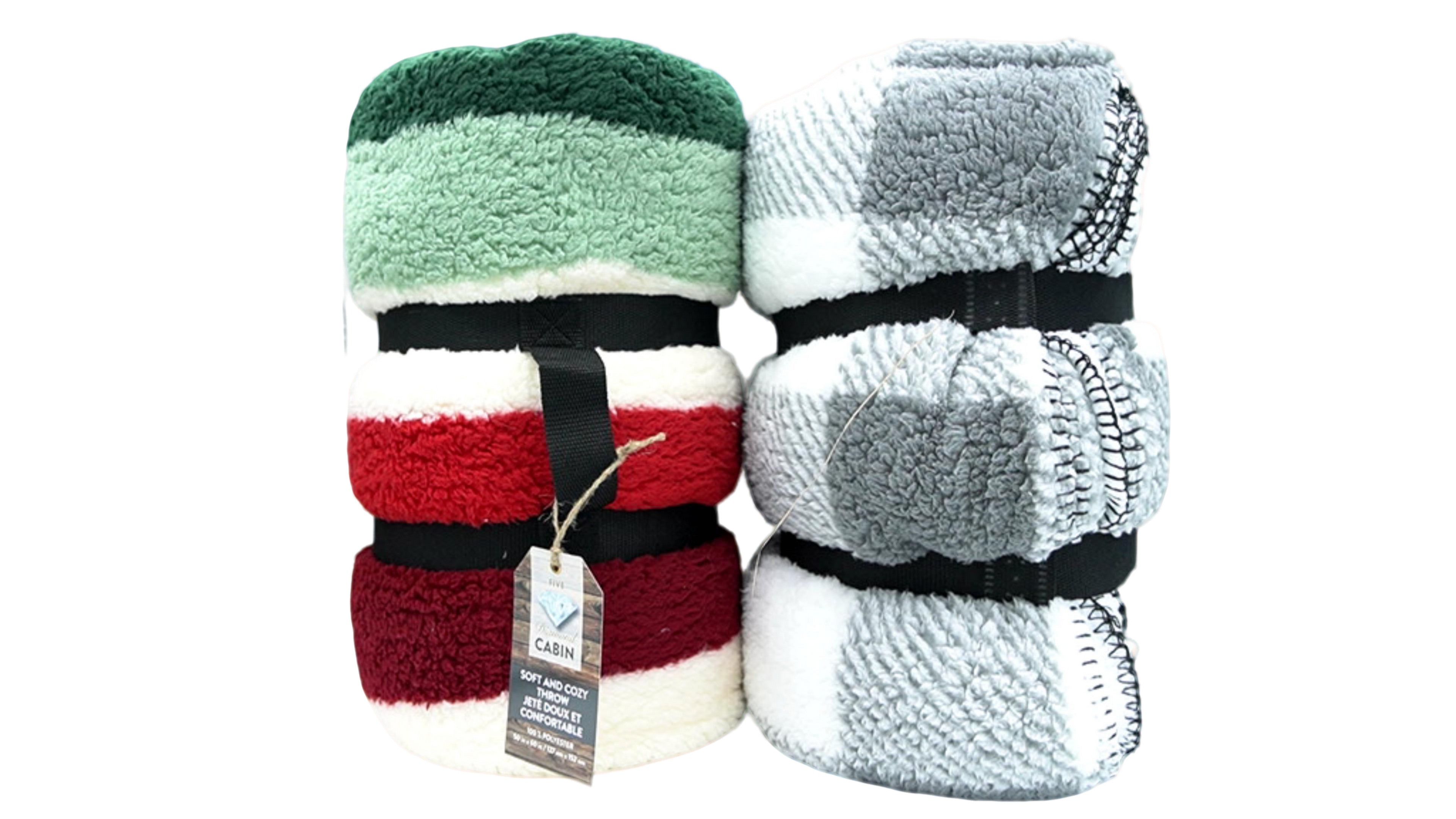 Five Diamond Cabin Sherpa Throw Blanket 50"x60" Soft Cozy