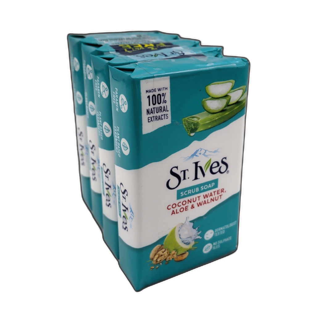 St. Ives Coconut Water Aloe Walnut Bar Soap 4-Pack
