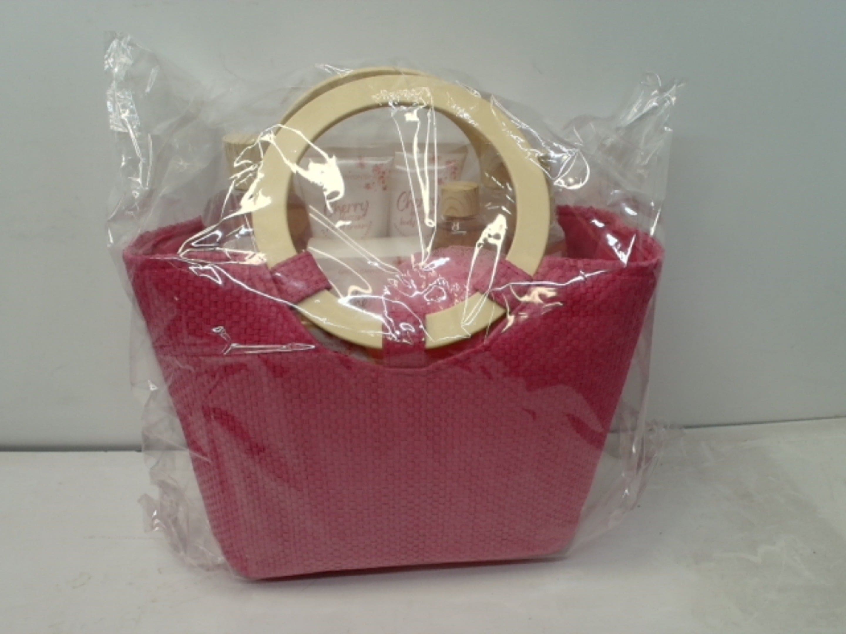 Bath Gift Set Green Canyon Spa In Pink Basket w/Handles - Brantford Surplus