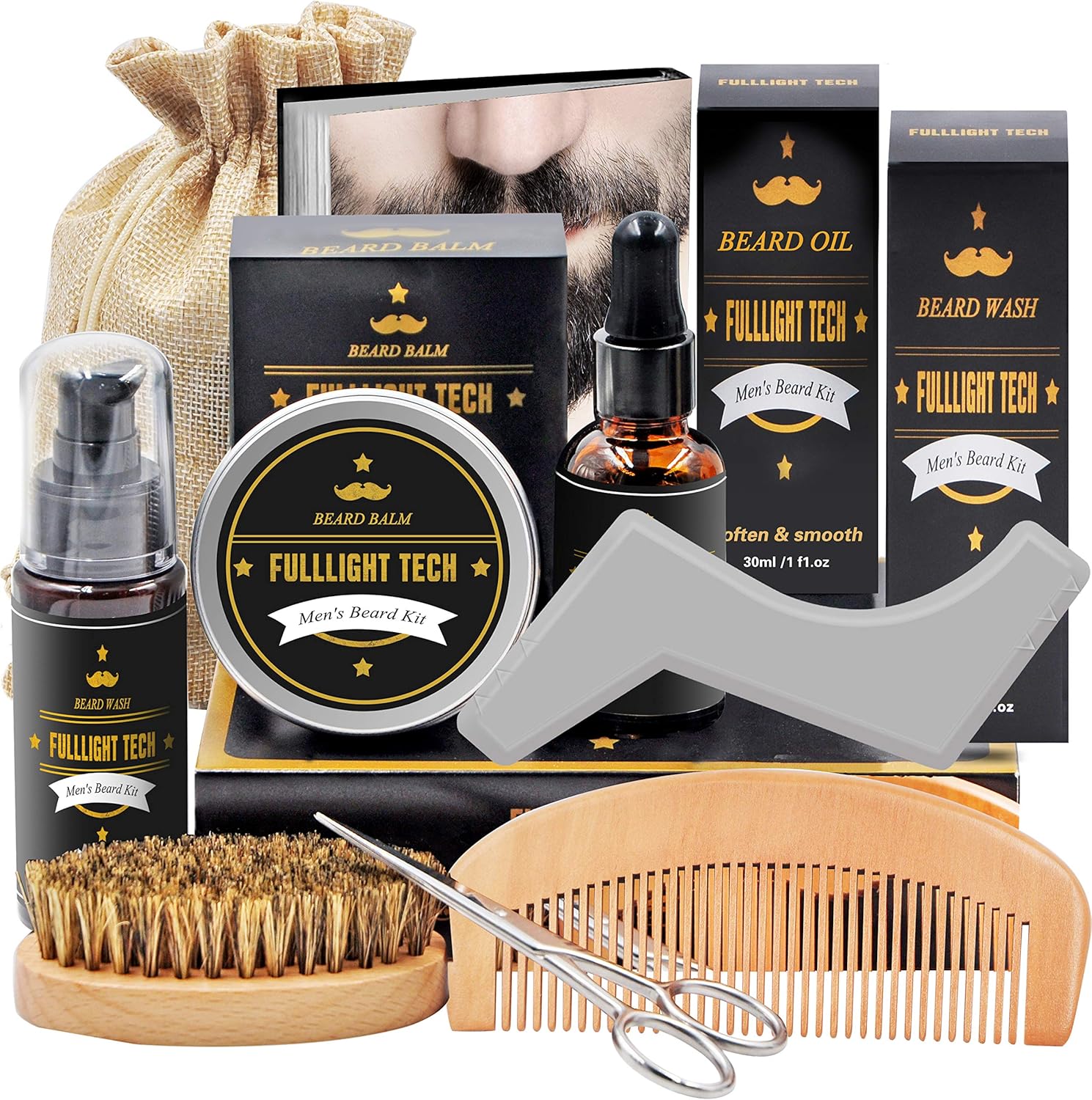 Fulllight Tech 6pc Beard Grooming Kit for Men