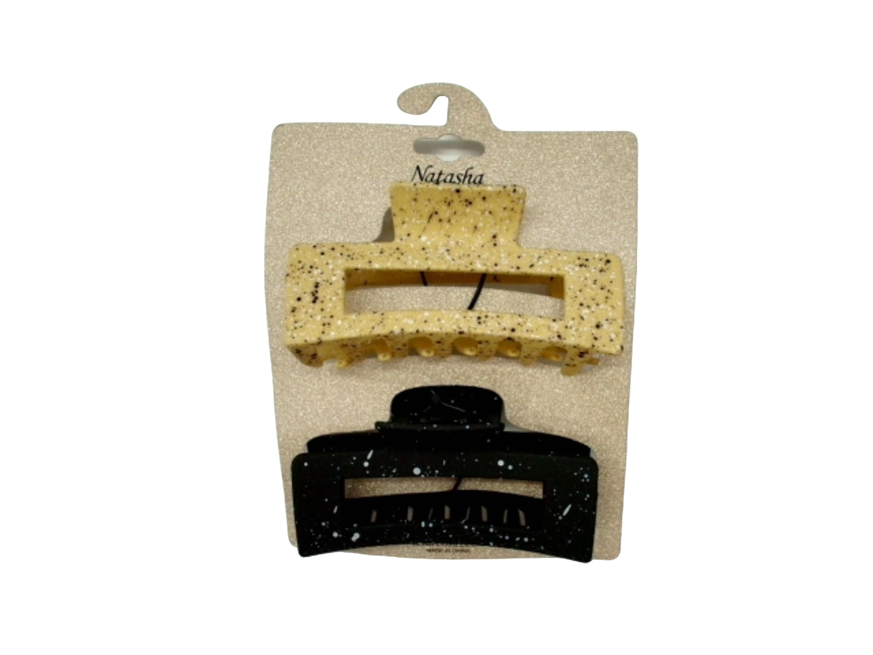 Hair Clips 2pk. Speckled Black/Butter Natasha