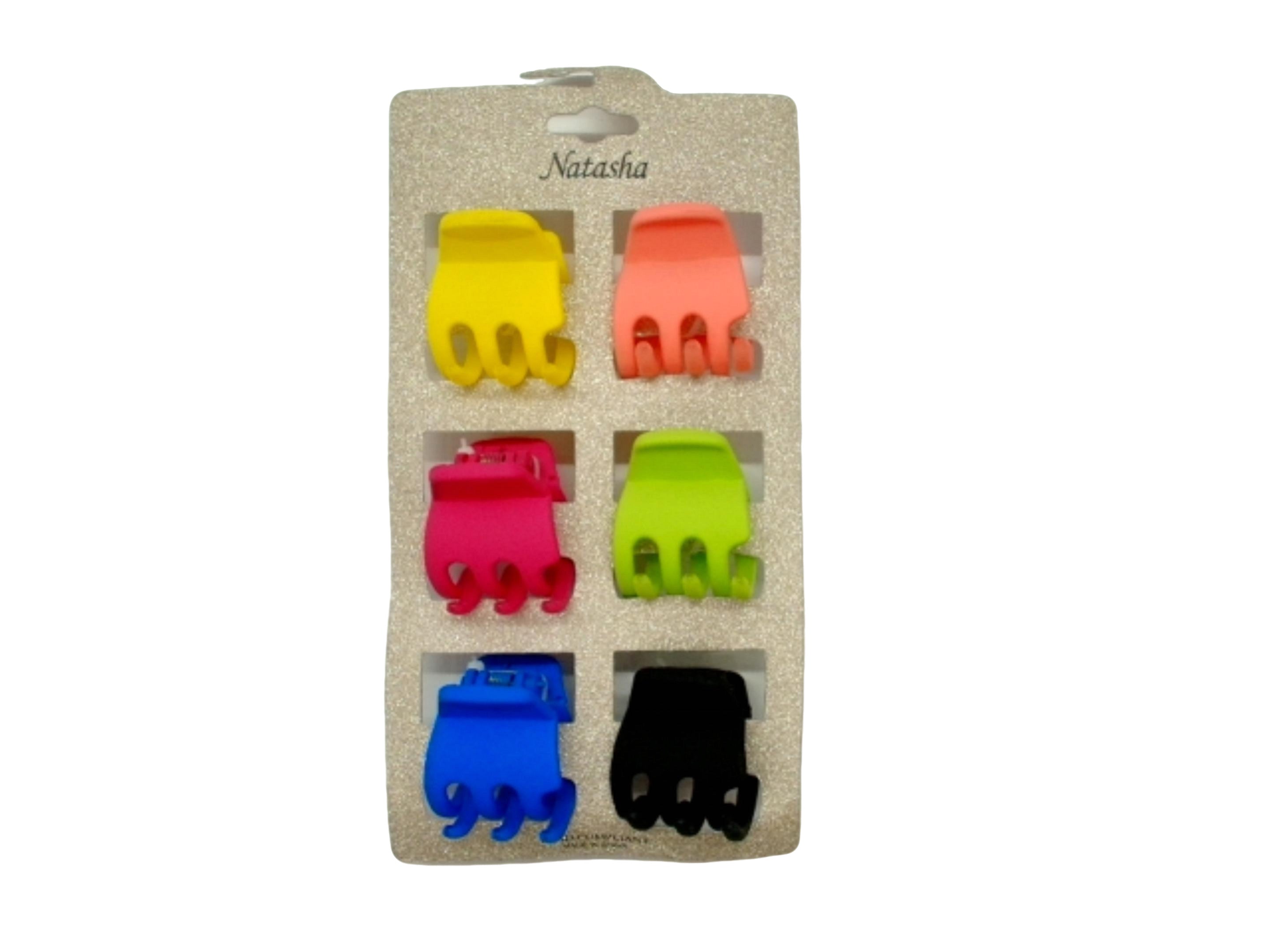 Hair Clips 6pk. Mini Claw Ass't Colours Natasha