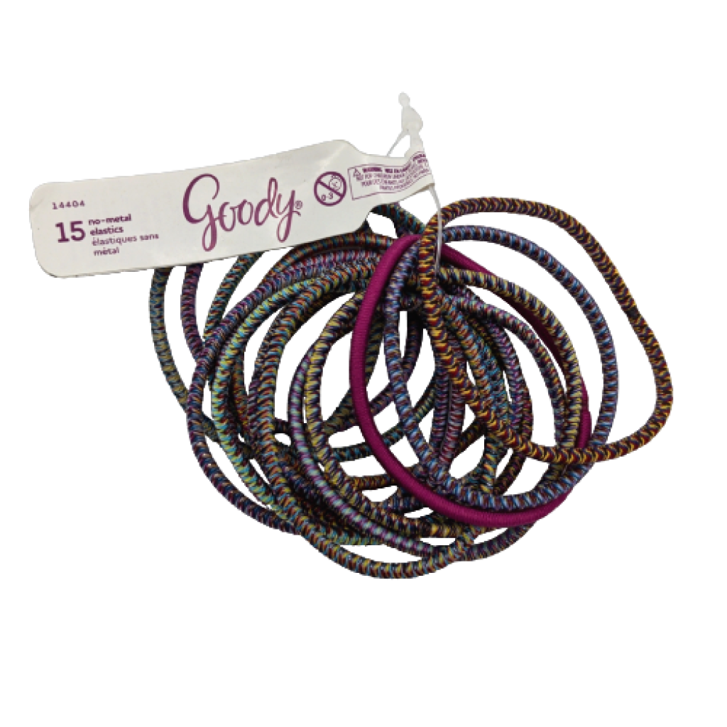 Goody Hair Elastics No Metal 2mm 15 Pack Assorted Colours