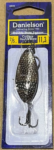 Danielson DD14HNCK Double Dare Hammered Spoon, 1/4oz, w/Treble & - Brantford Surplus