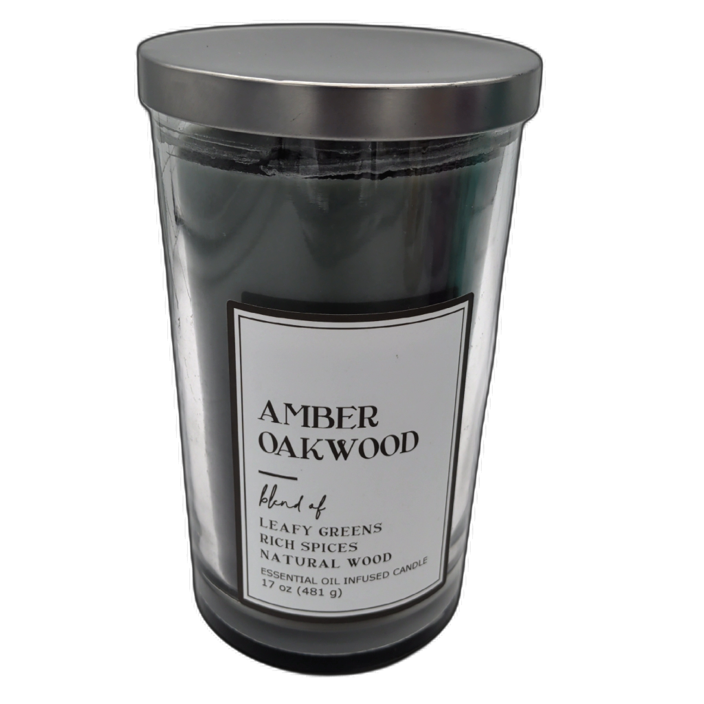 Amber Oakwood 17oz Essential Oil Infused Jar Candle