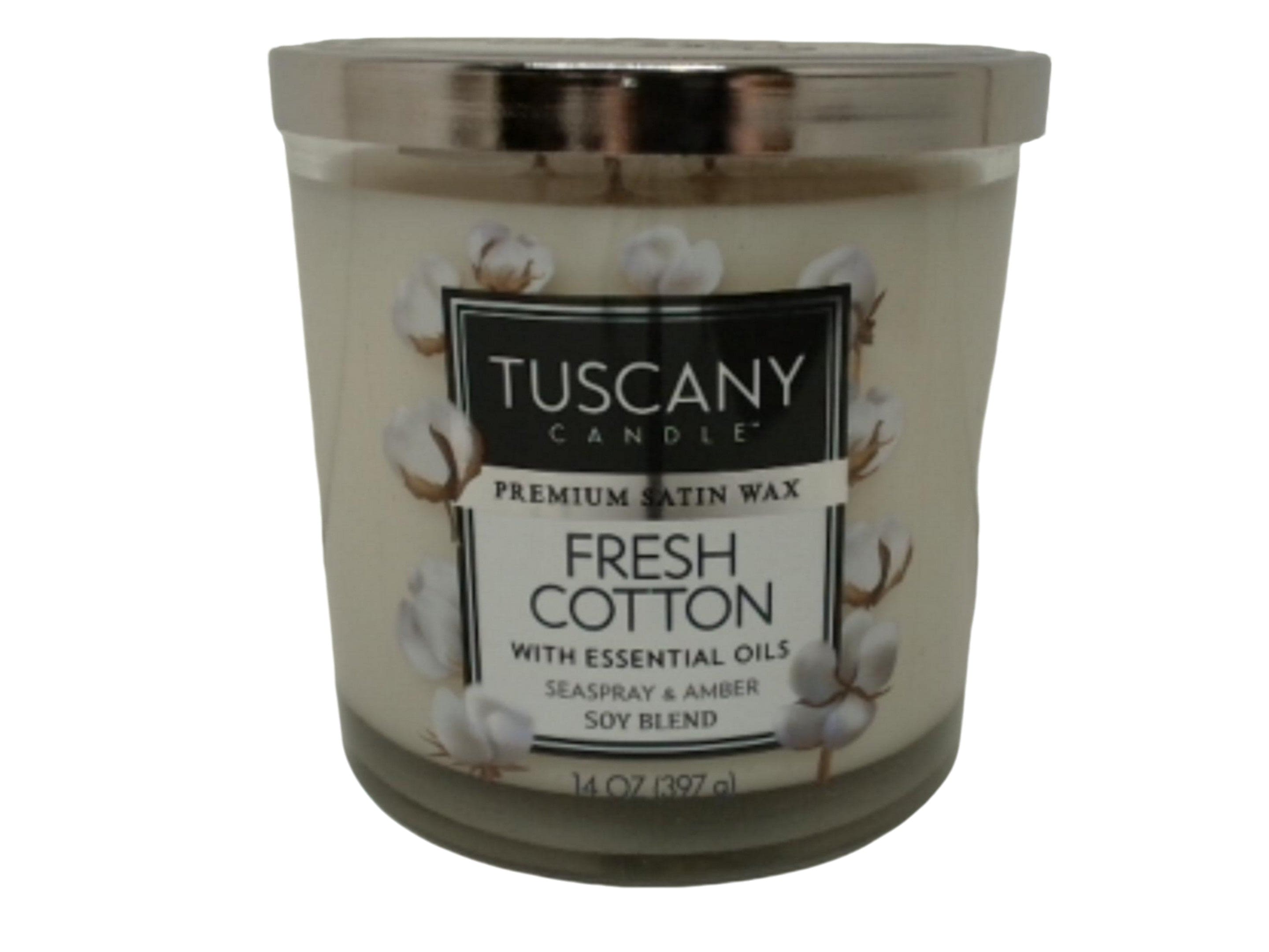 Jar Candle Tuscany 14oz. Fresh Cotton W/essential Oils Soy Blend - Brantford Surplus