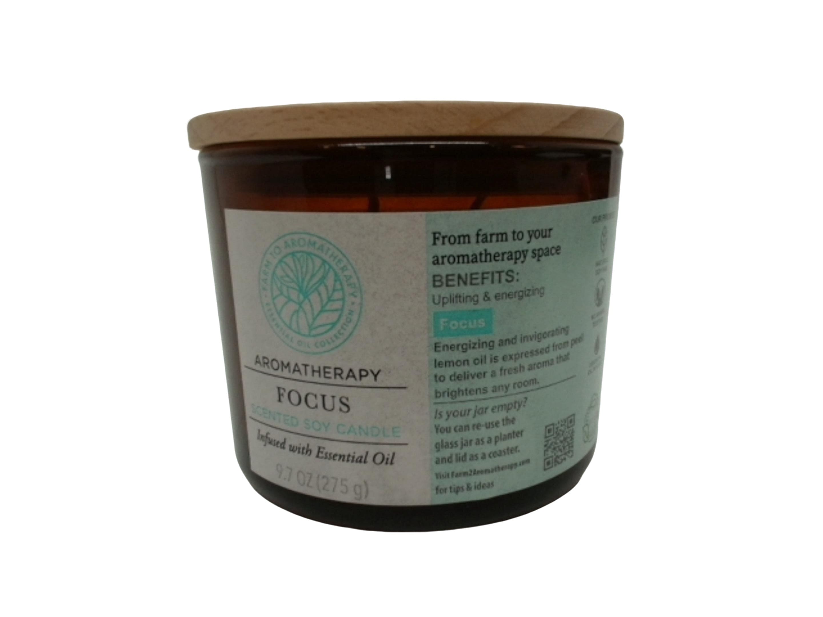 Scented Soy Candle 9.7oz. 2 Wick Focus Aromatherapy - Brantford Surplus