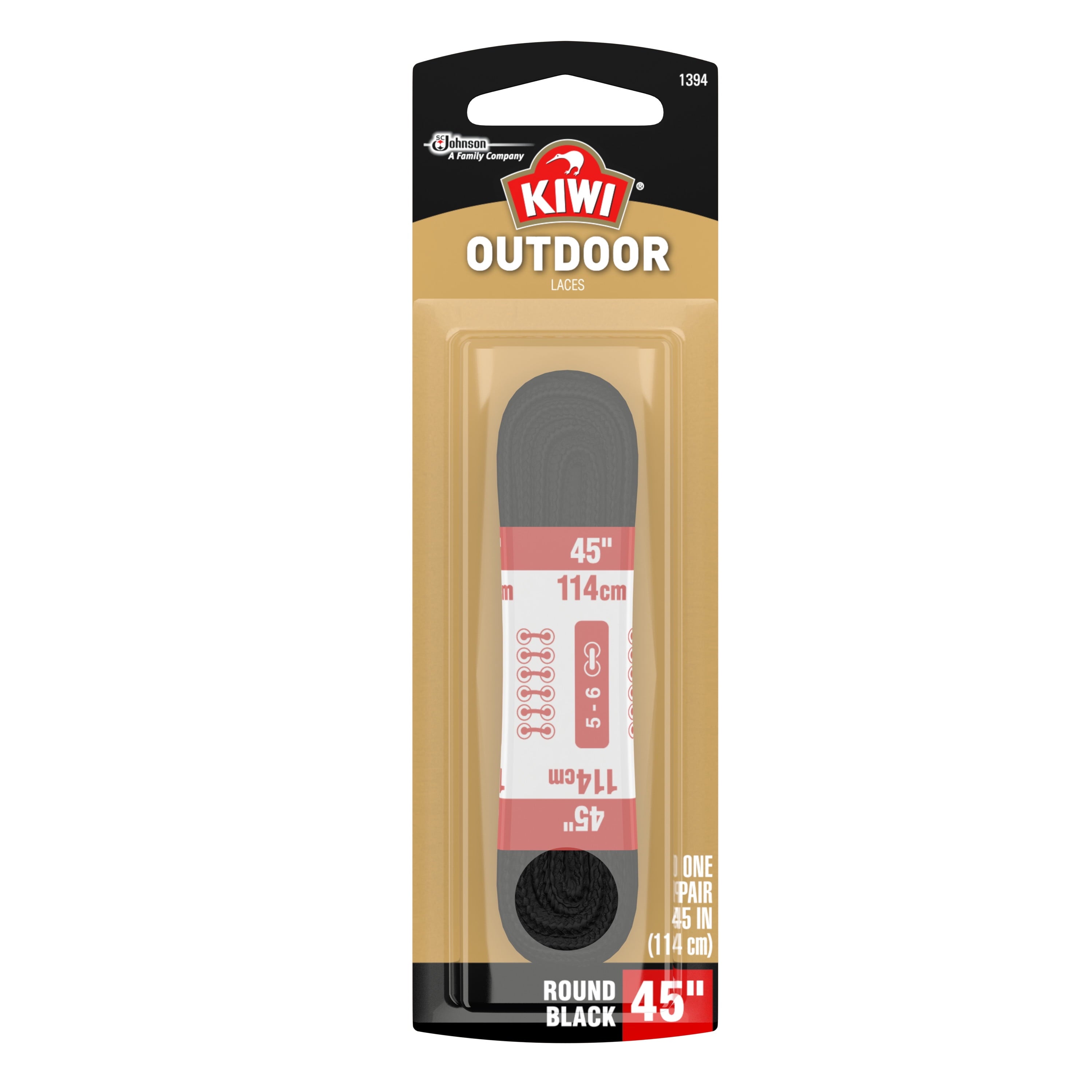 Kiwi Outdoor Round Black Shoe Laces — alternate view