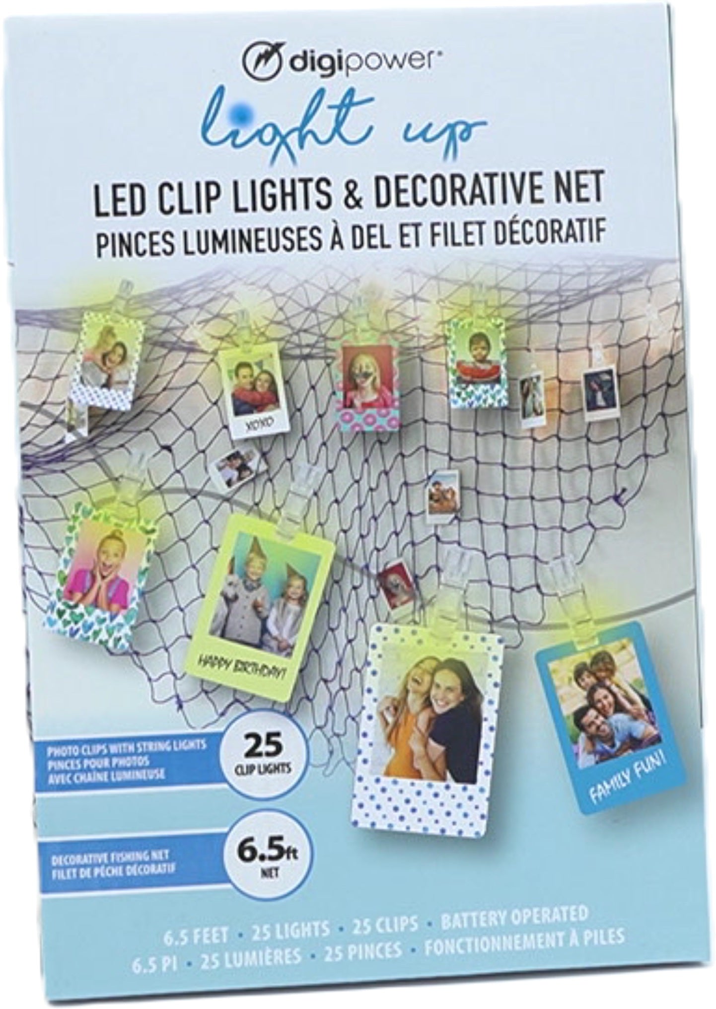 Digipower LED Photo Clip String Lights with Decorative Net