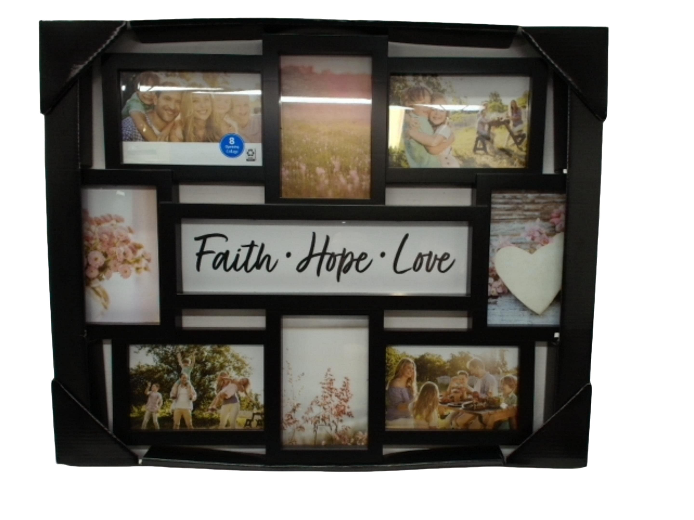 Picture Frame 8 - 4" x 6" Collage Faith Hope Love Black - Brantford Surplus