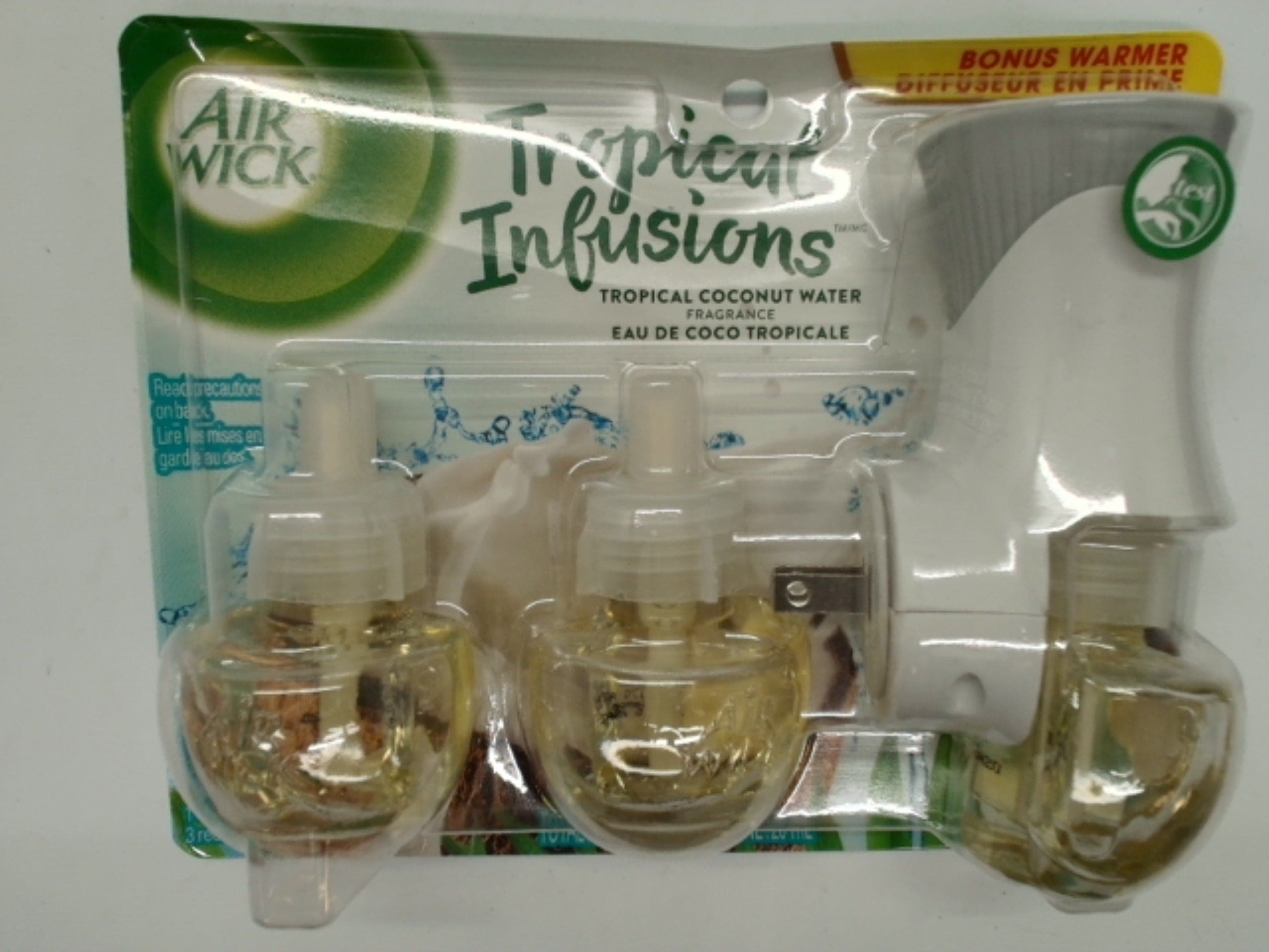 Air Freshener Scented Oil Warmer w/3 Refills Tropical Coconut Water Air Wick - Brantford Surplus