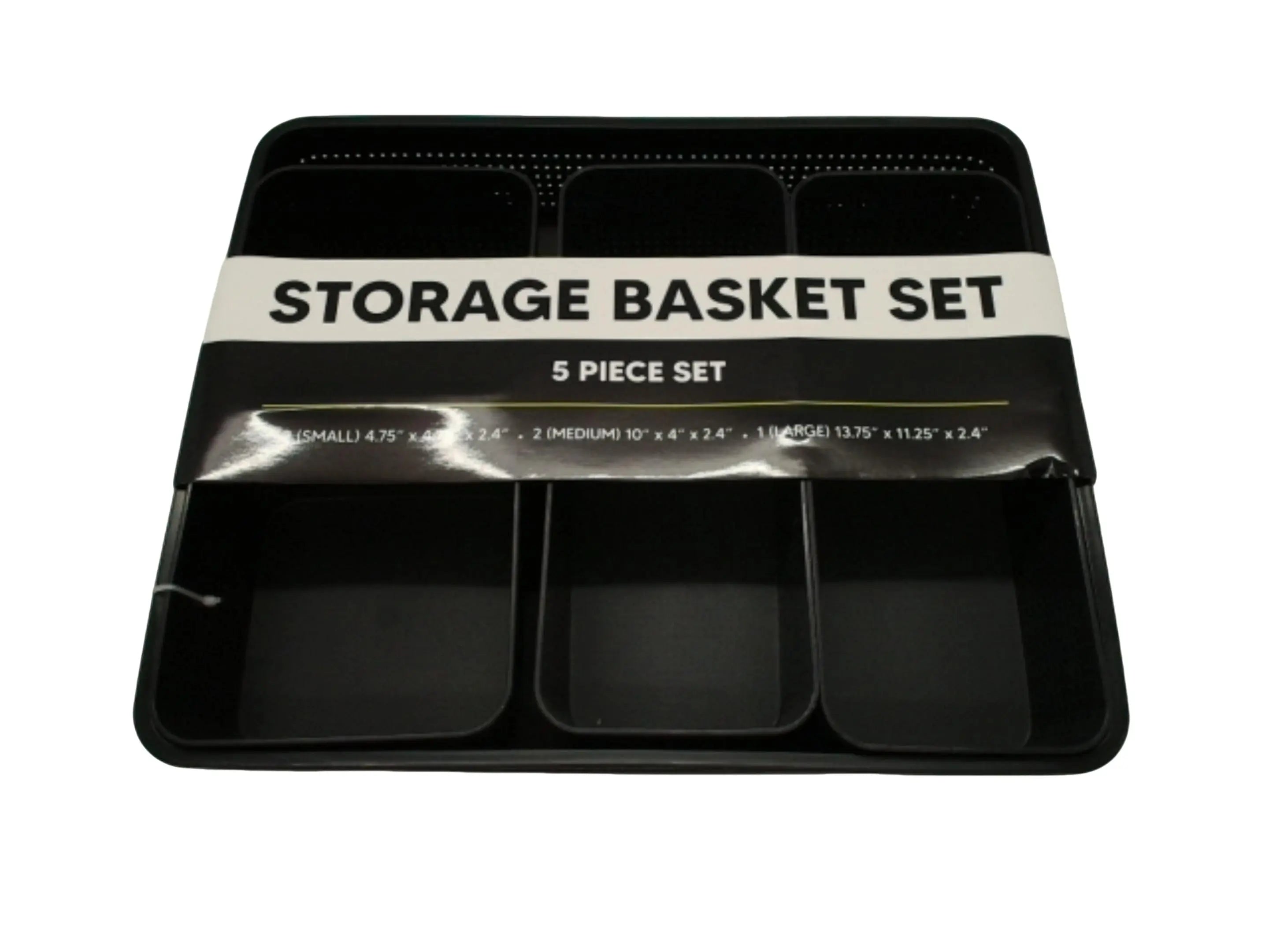 5pc. Storage Basket Set Black Plastic KWDC