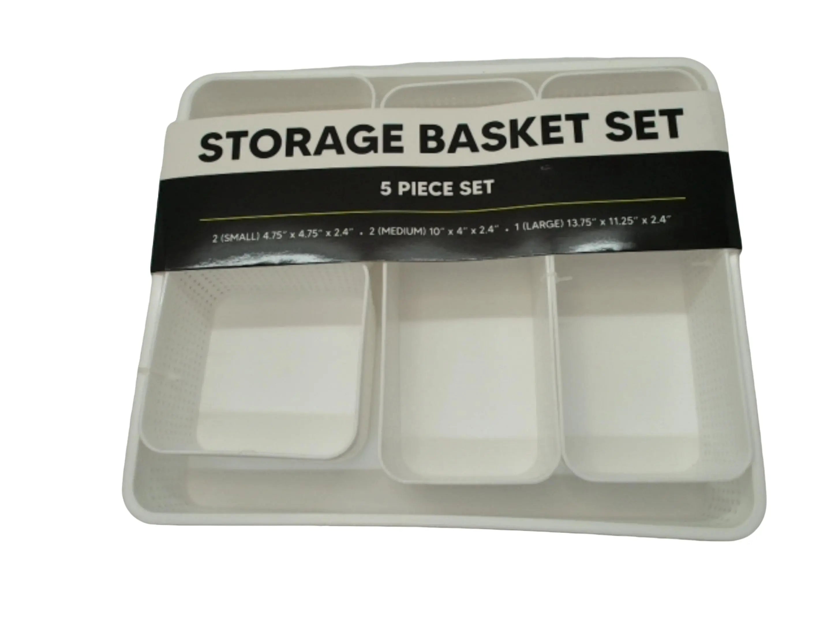 5pc. Storage Basket Set White Plastic KWDC