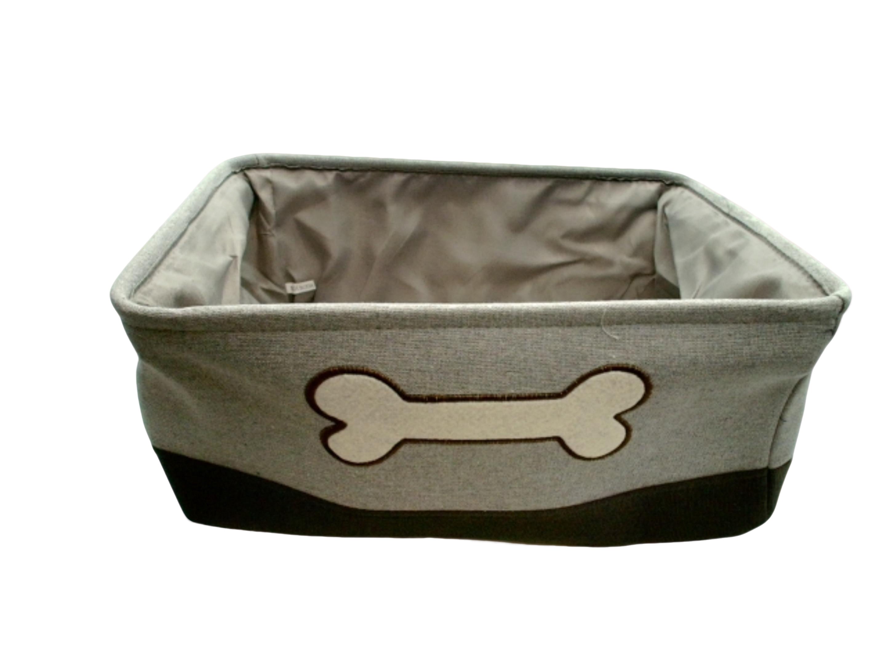 Pet Storage Bin 16" x 12" x 7" Linen Two Tone Grey w/Bone Winifred & Lily