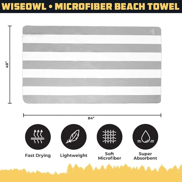 Beach Towel Grey Wise Owl