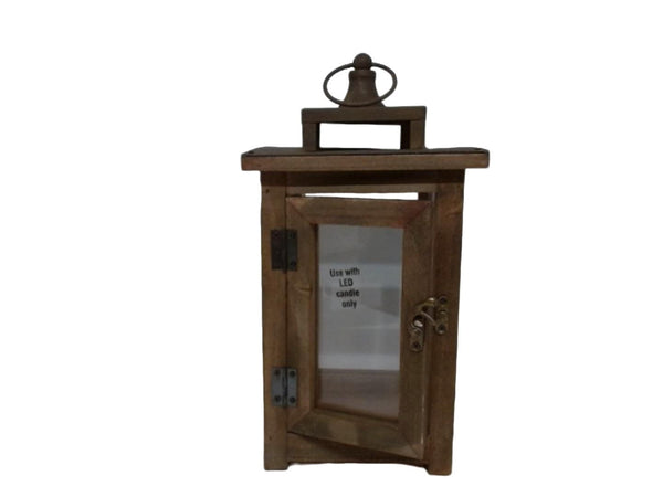 Lantern Wood 6.5" x 6.5" x 12" Use With LED Candle Only