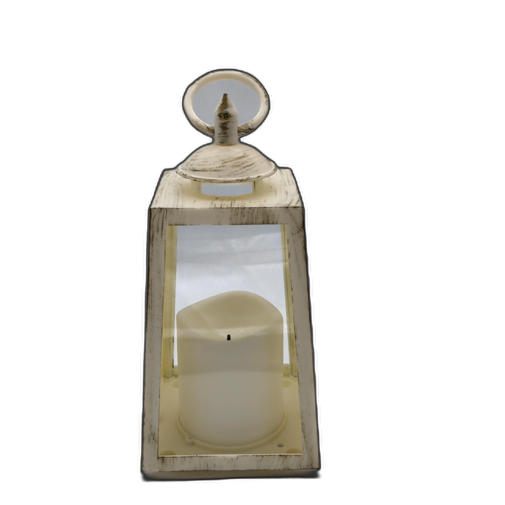 LED Candle Lantern White Plastic 4" x 4" x