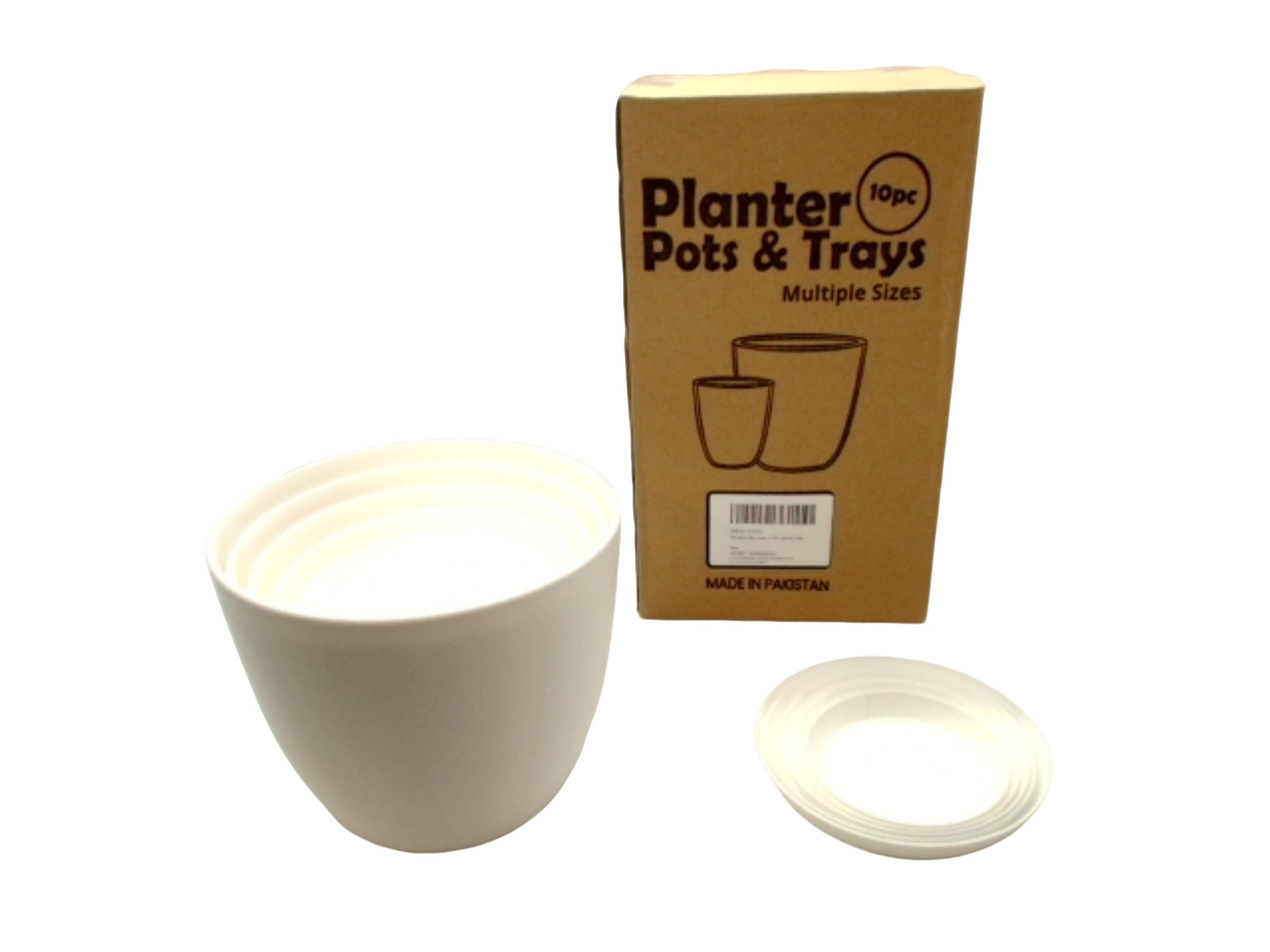 White Plastic Planter Pots Set - Utopia Home