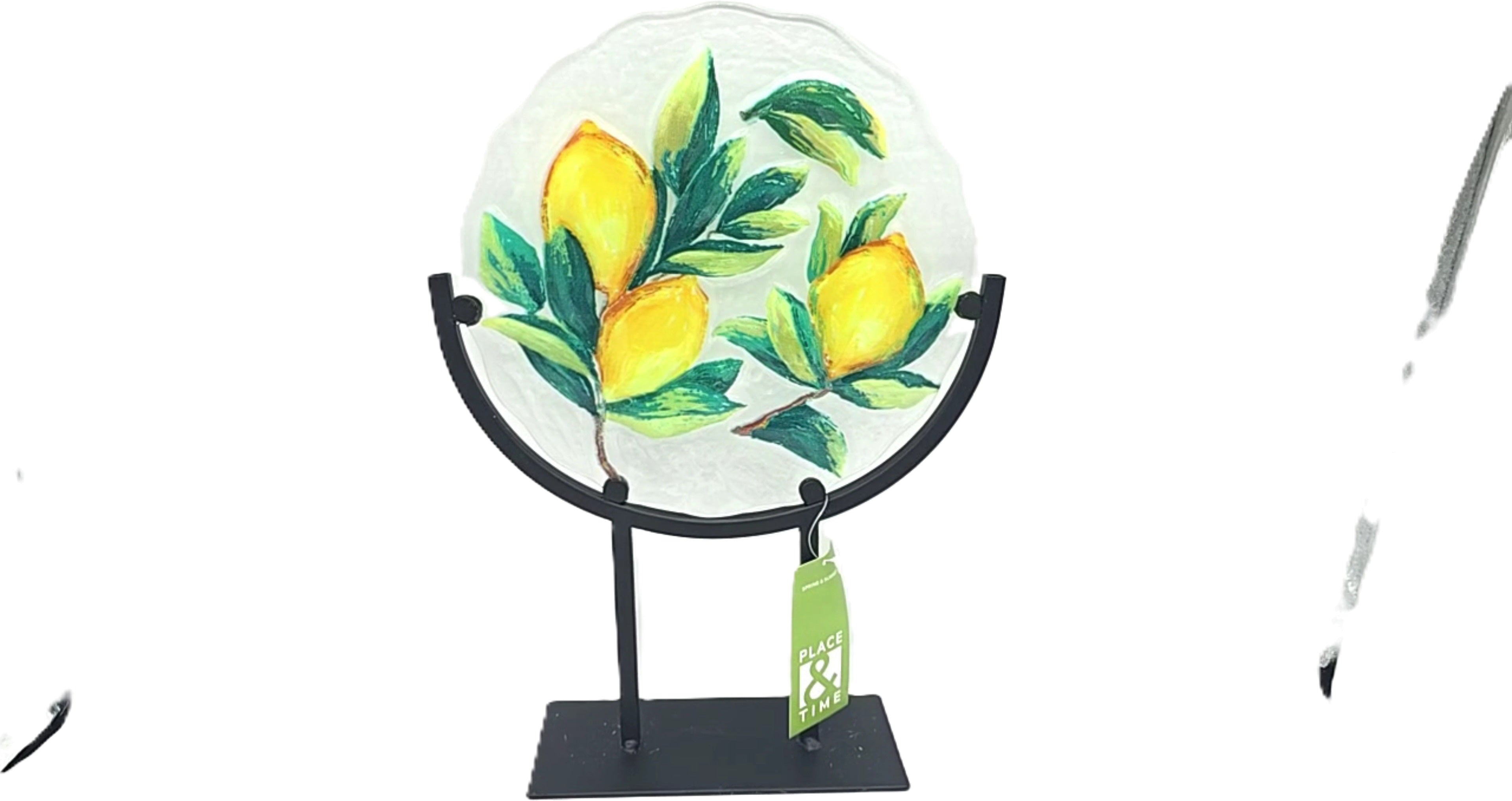 Place & Time Stained Glass Lemons Table Decor on Stand