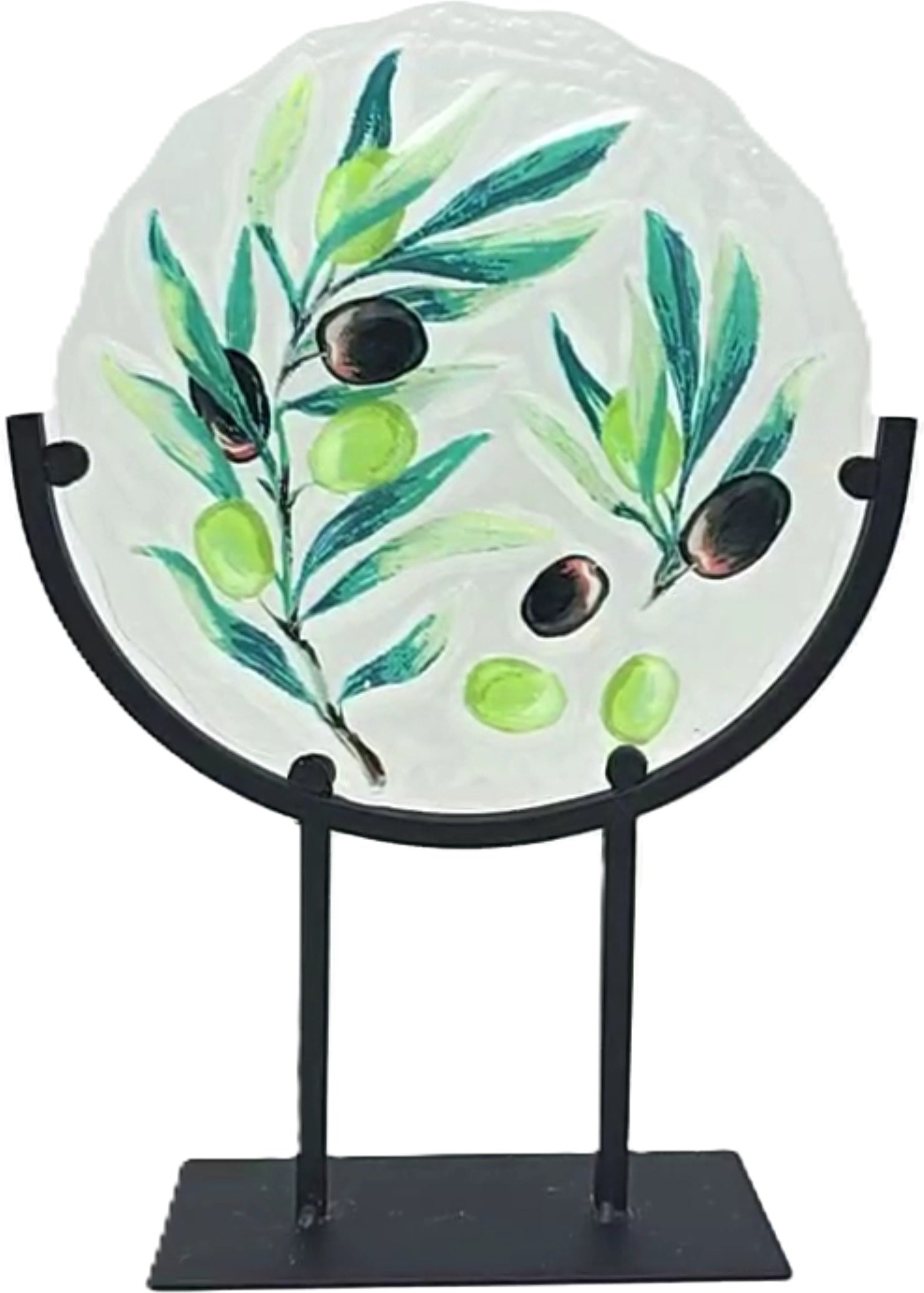Place & Time Stained Glass Olives Table Decor on Stand