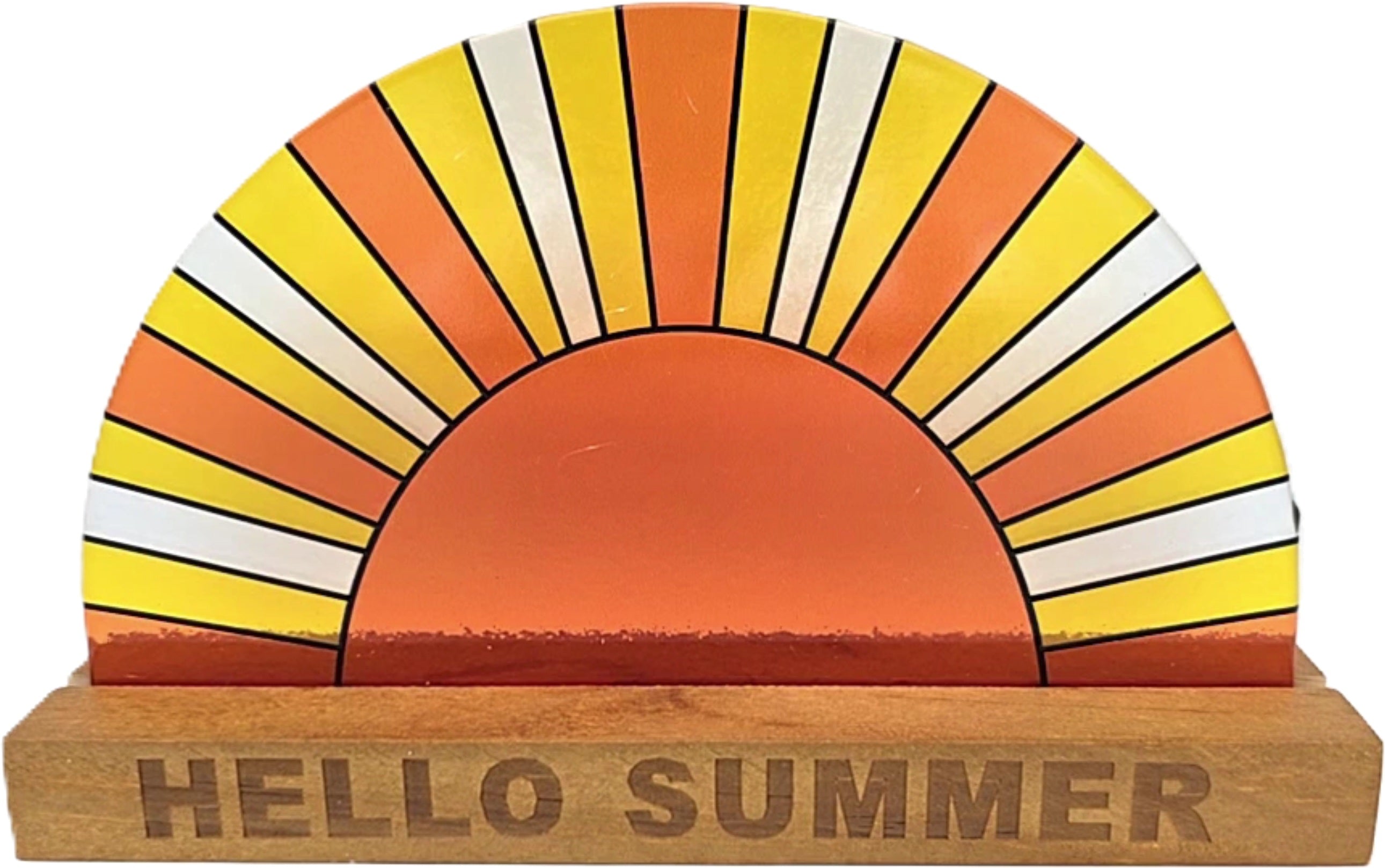 Place & Time Stained Glass Sun Hello Summer Table Decor