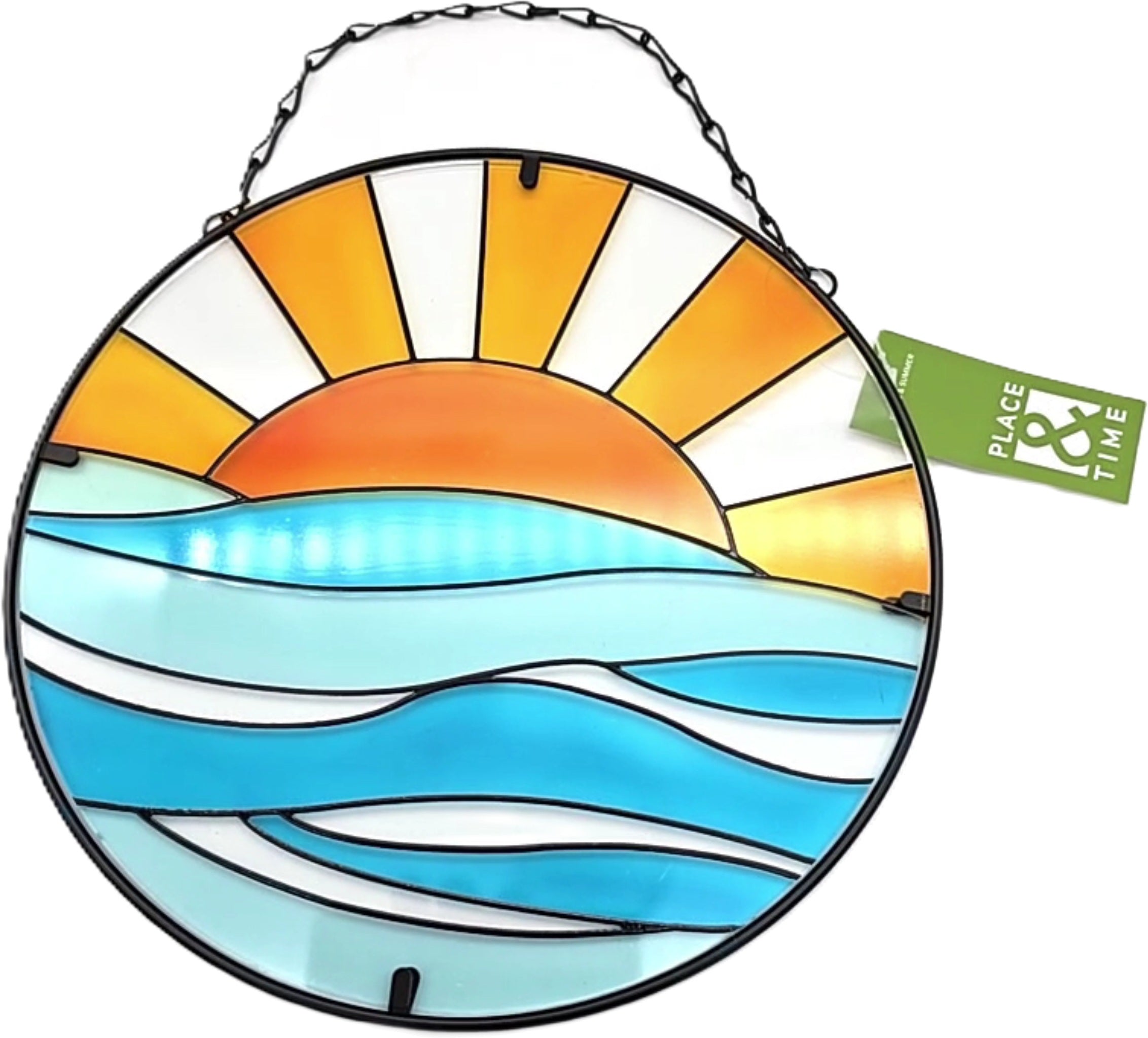 Place & Time Stained Glass Ocean Wall Decor 10.25in