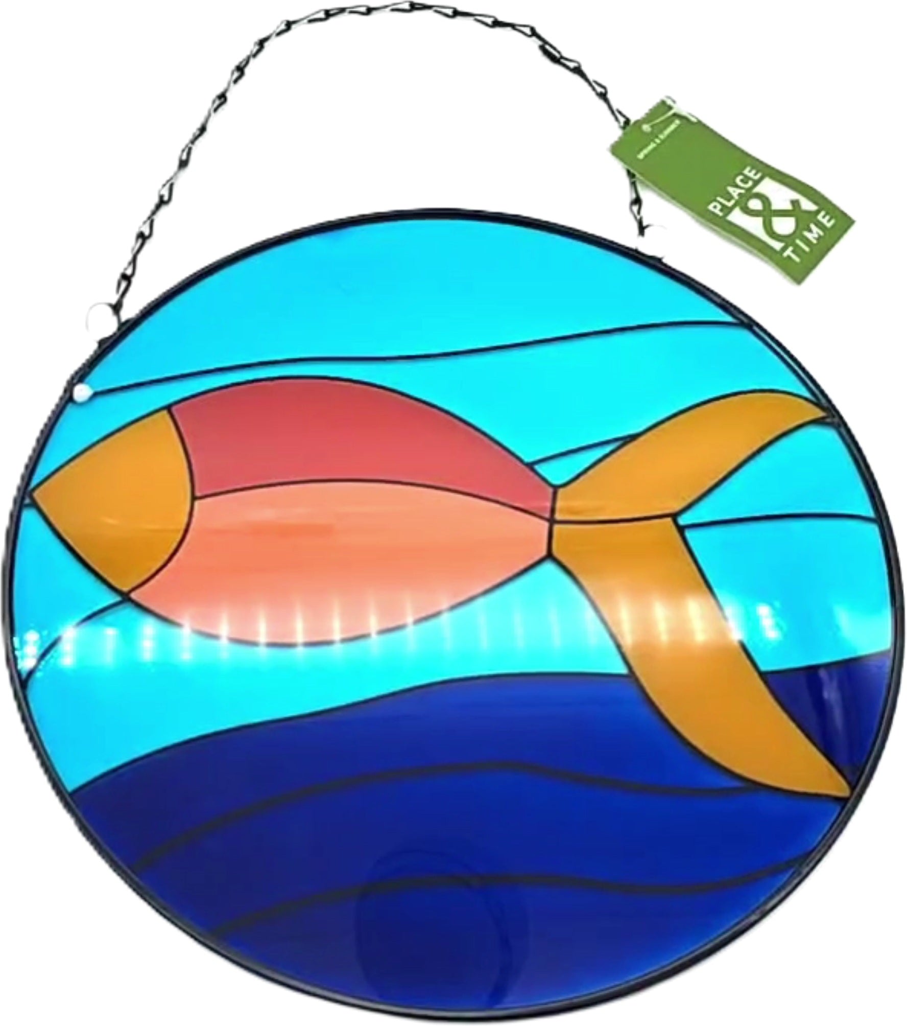 Place & Time Stained Glass Fish Wall Decor 9.84in