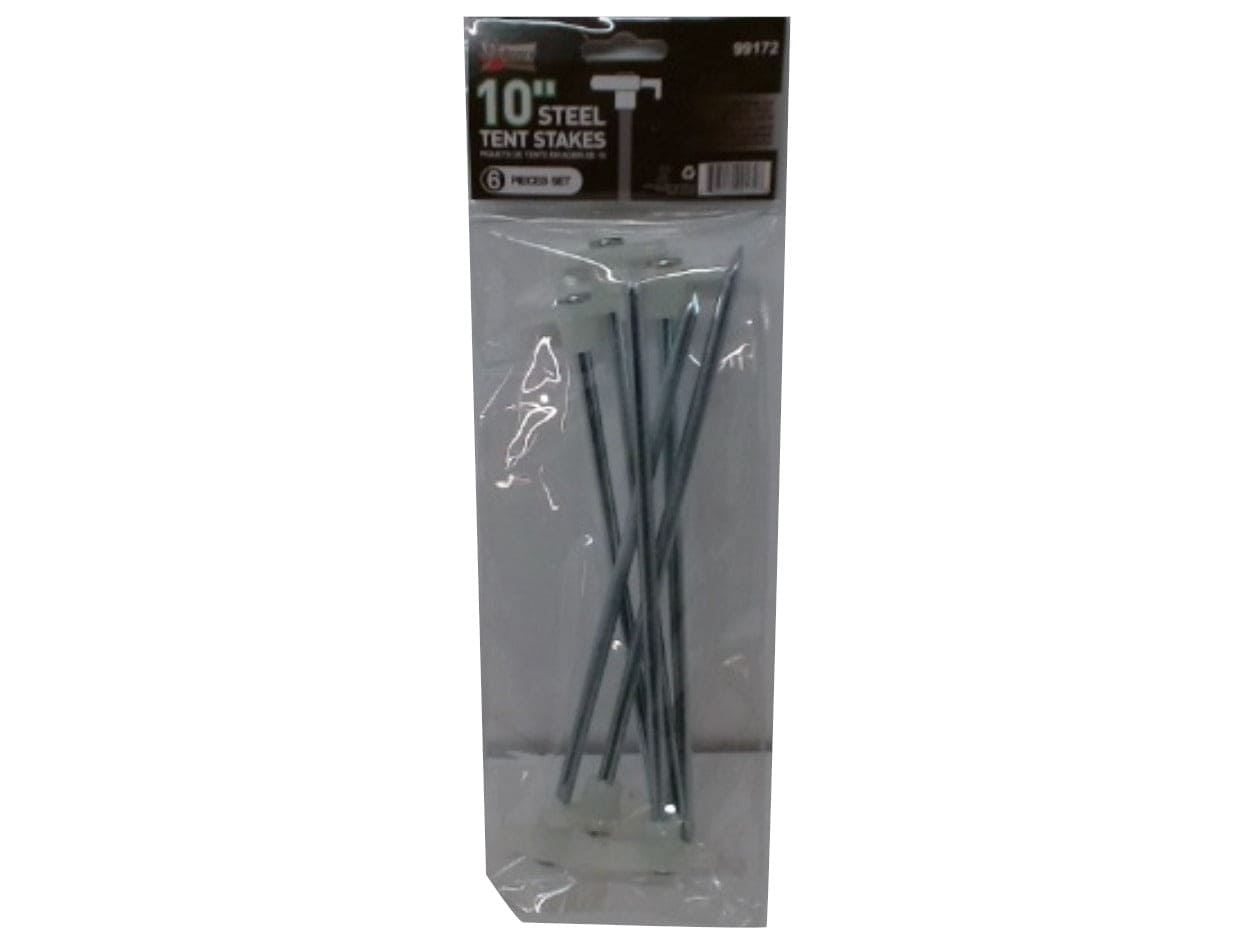 Steel Tent Stakes 10" 6pk. Glow In The Dark Top Grizzly Outdoors - Brantford Surplus