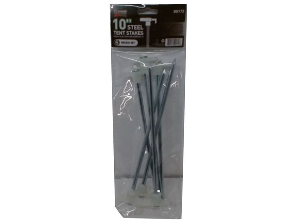 Steel Tent Stakes 10" 6pk. Glow In The Dark Top Grizzly Outdoors