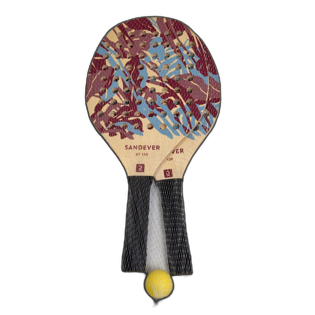 Sandever beach tennis set with two wooden paddles and ball