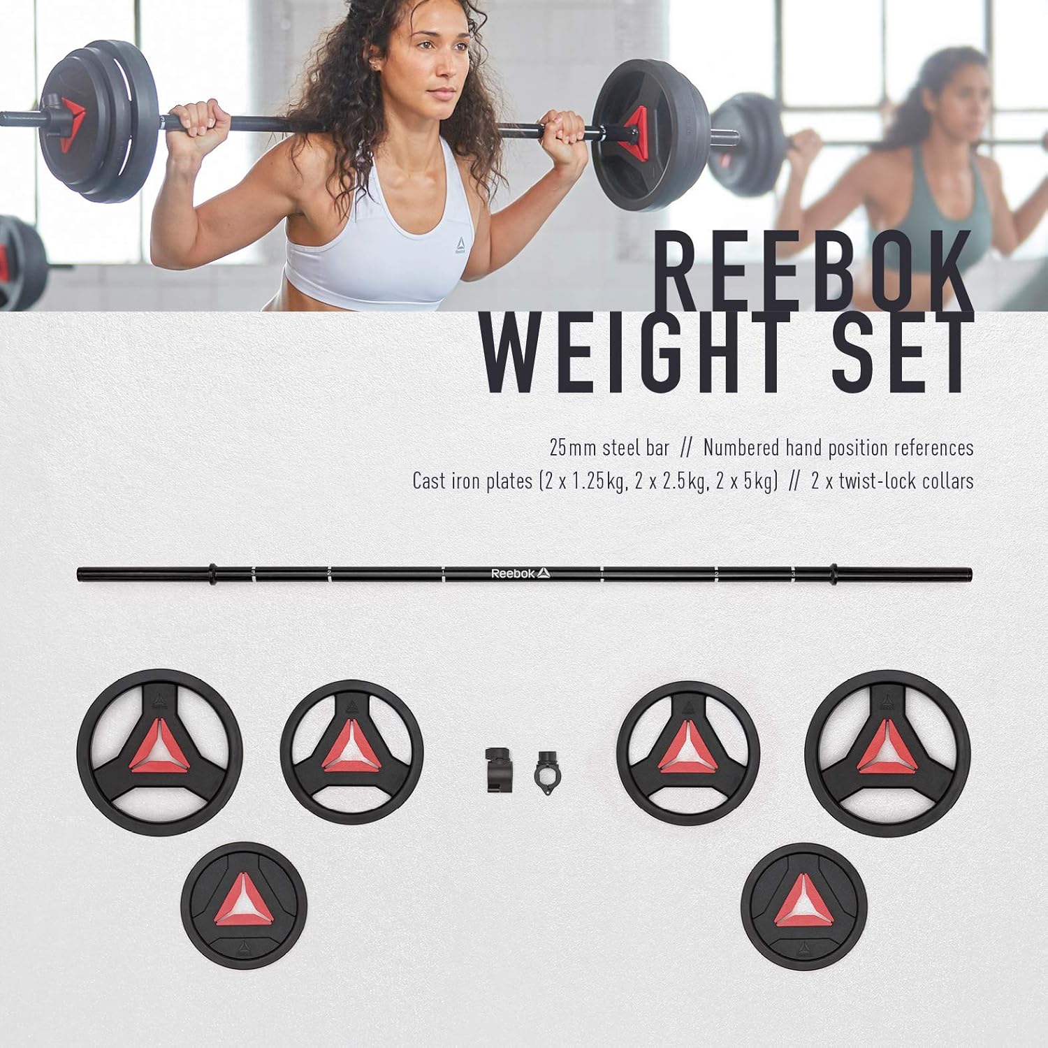 Reebok 44lb Barbell Weight Set with Bar