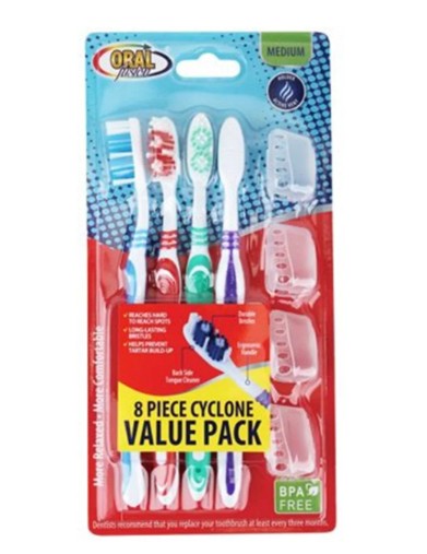 Oral Fusion Medium Toothbrush 4pk Value Pack with Lids
