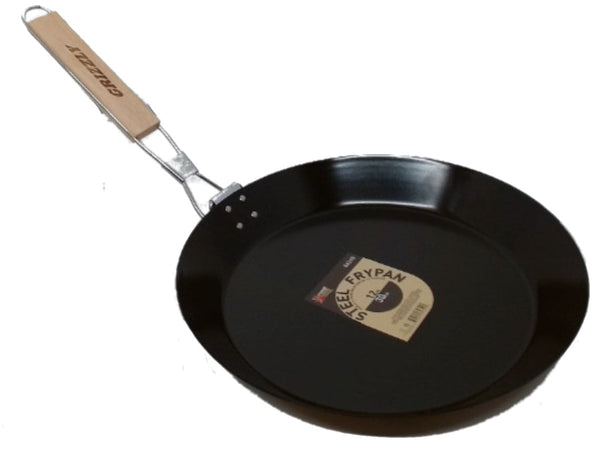 Steel Fry Pan 12" Non Stick w/Folding Handle Grizzly Outdoor