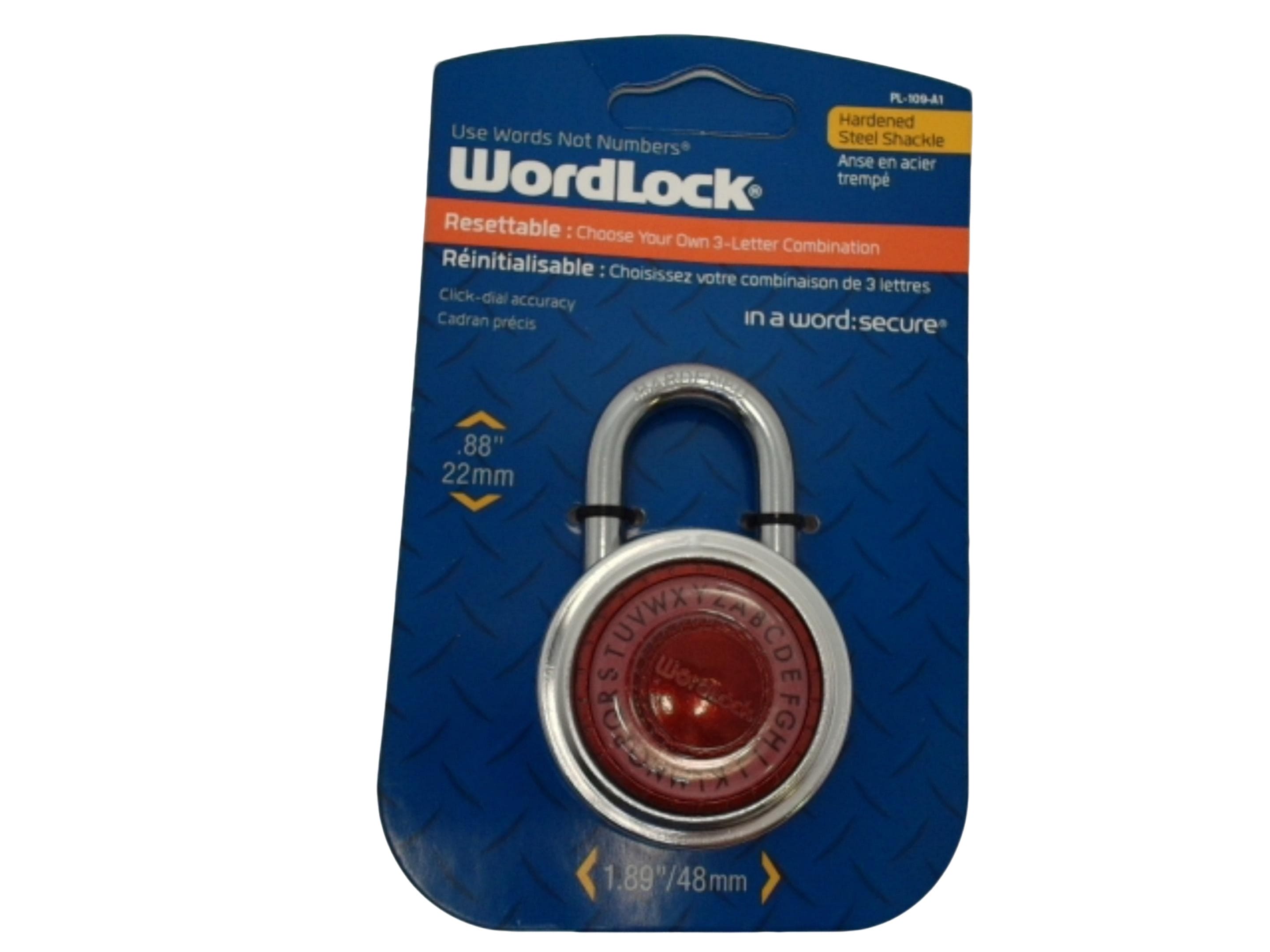 Wordlock 3 Letter Combination Lock Resettable Hardened Steel Shackle - Brantford Surplus