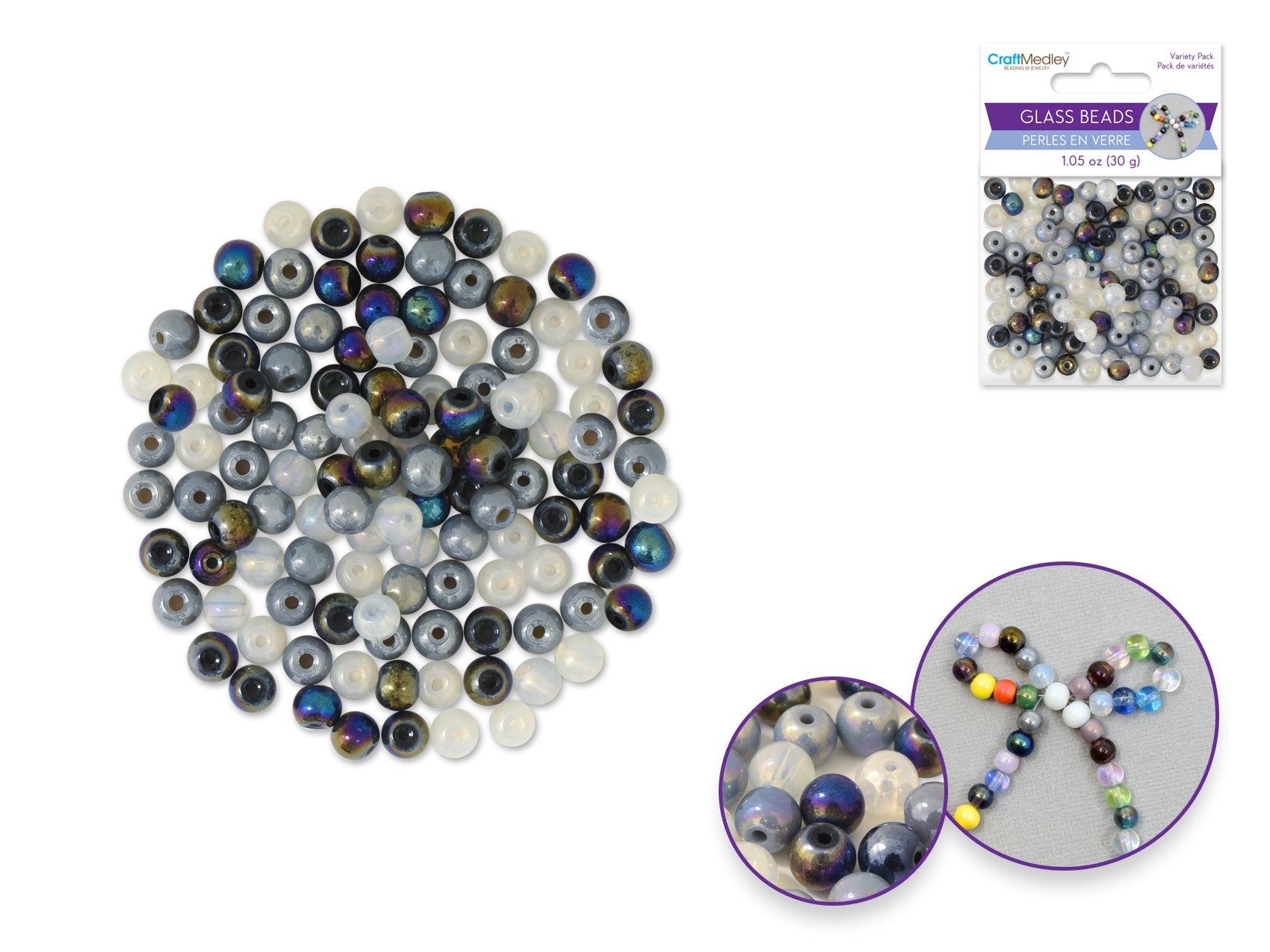 6mm AB Polish Glass Beads - 30g Round Bead Craft - Brantford Surplus