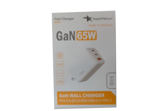 Wall charger 65W 1 USB-A and 2 Type-C® fast charging