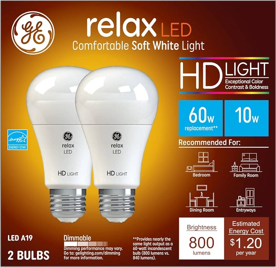 Light Bulb LED 2pk. Relax Or Refresh Hd Light 10W A19 G.E. - Brantford Surplus