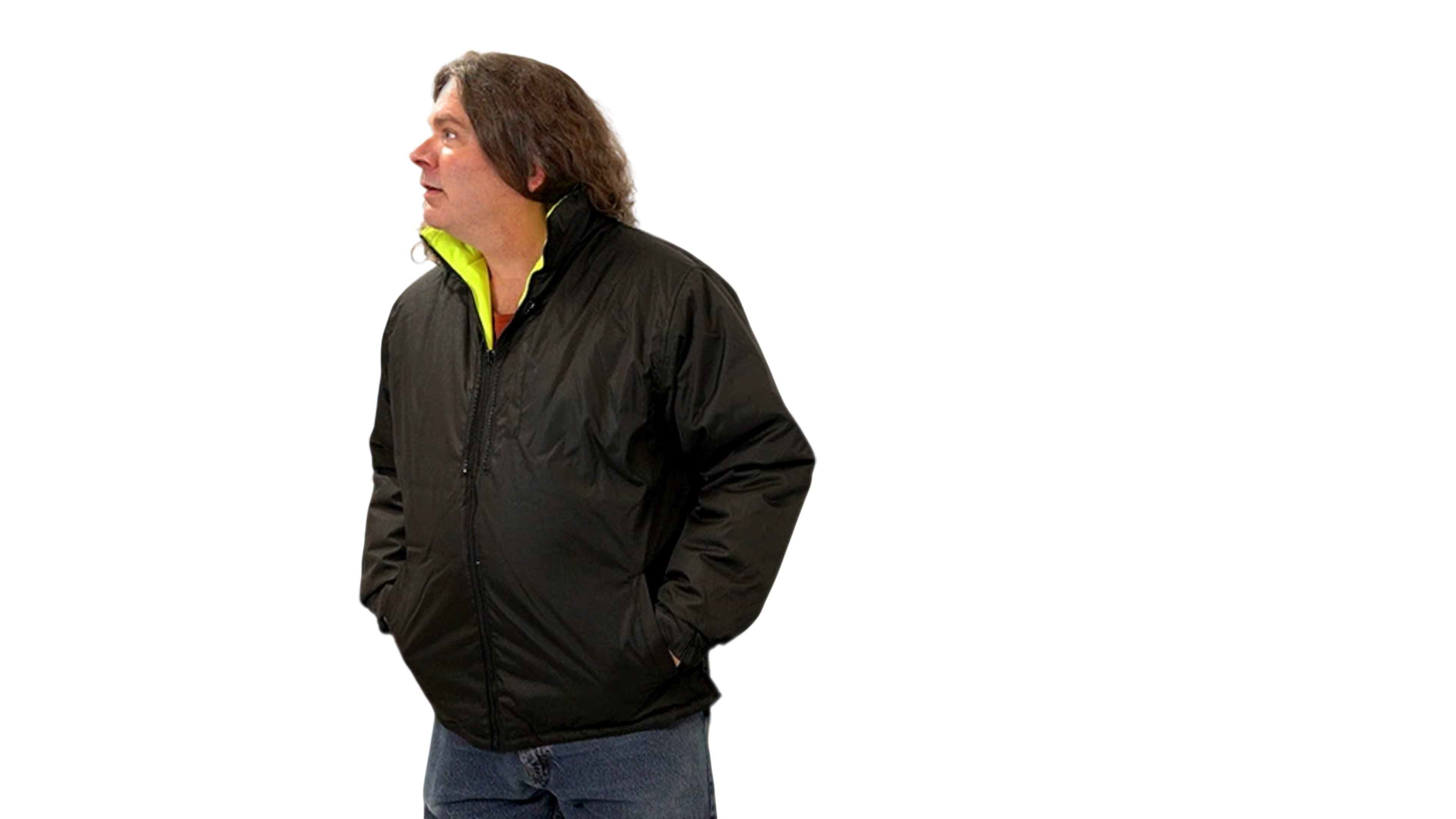 Bedrok Reversible High Visibility Jacket - Black Yellow Medium