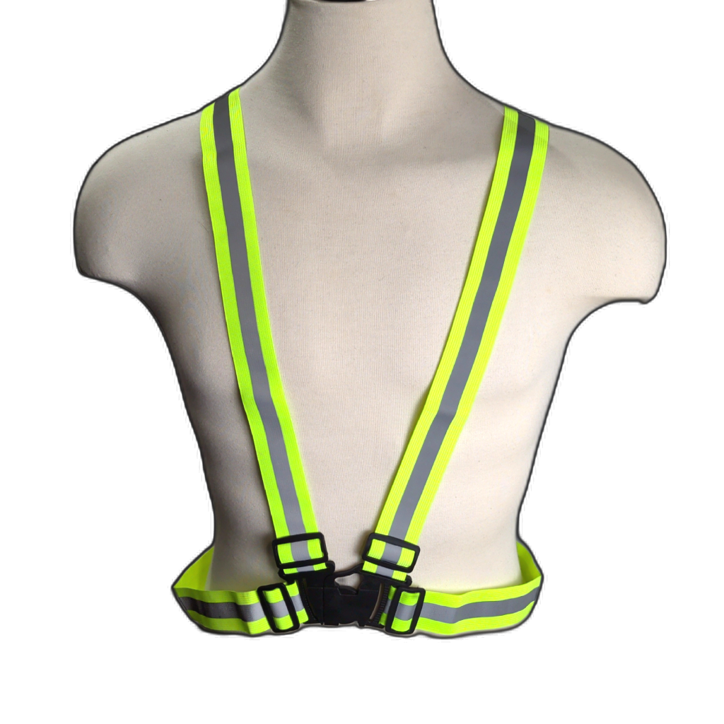 Hi Vis Safety Harness Sash Yellw One Size Elastic Wasitband