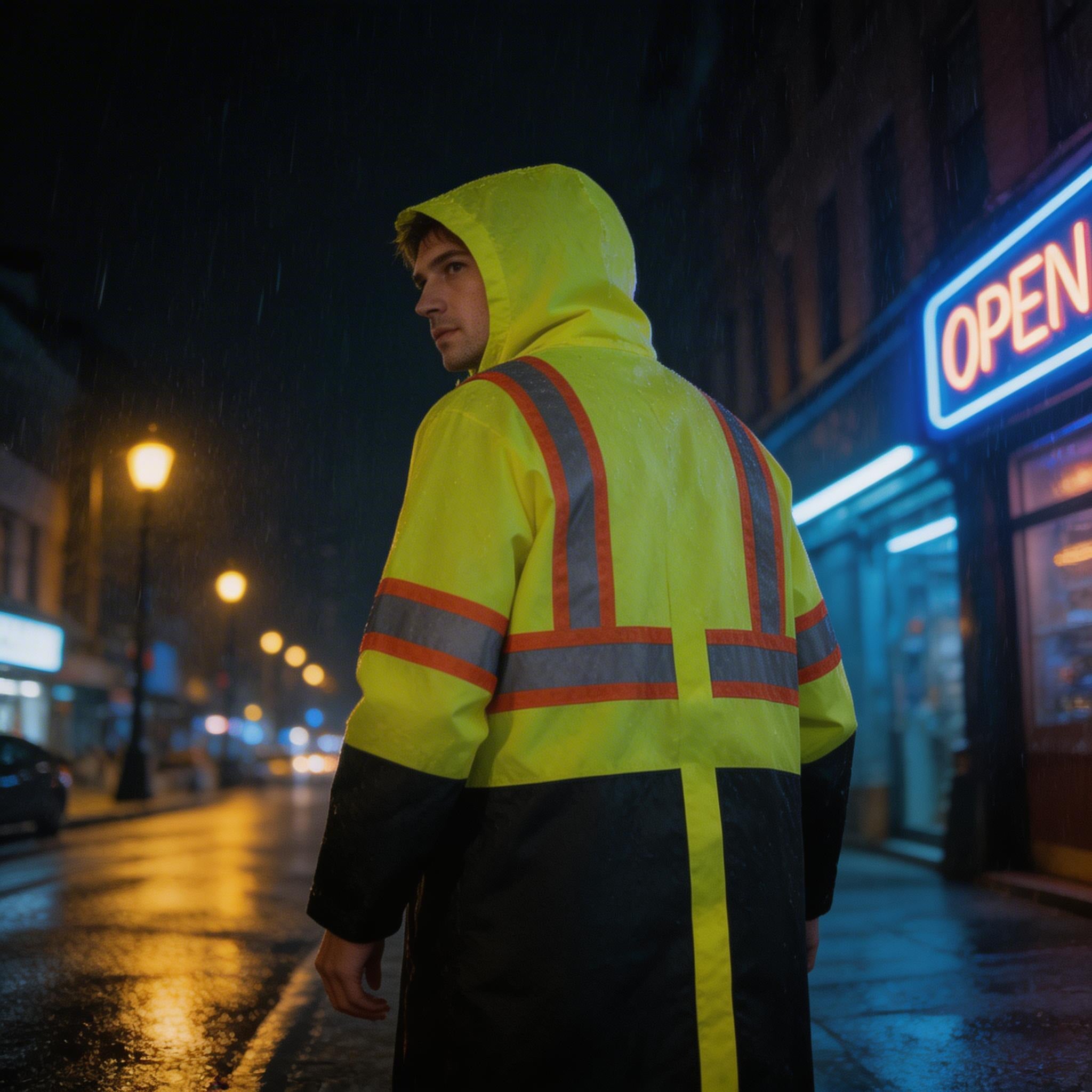 Hi-Vis Safety Rain Coat XL - Sturrdi High-Visibility Jacket
