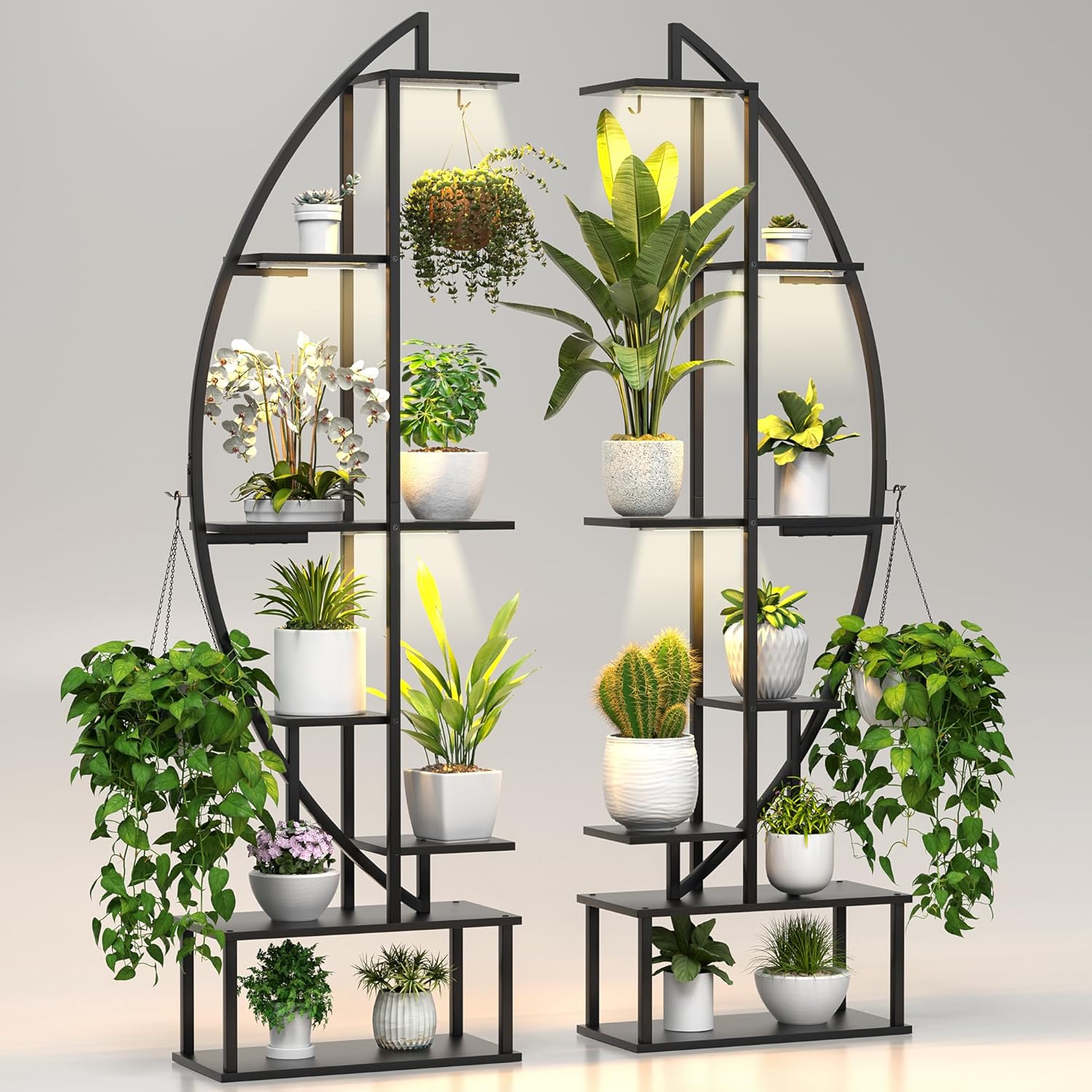 Blazpath 7-Tier Half Moon Plant Stand with Grow Lights