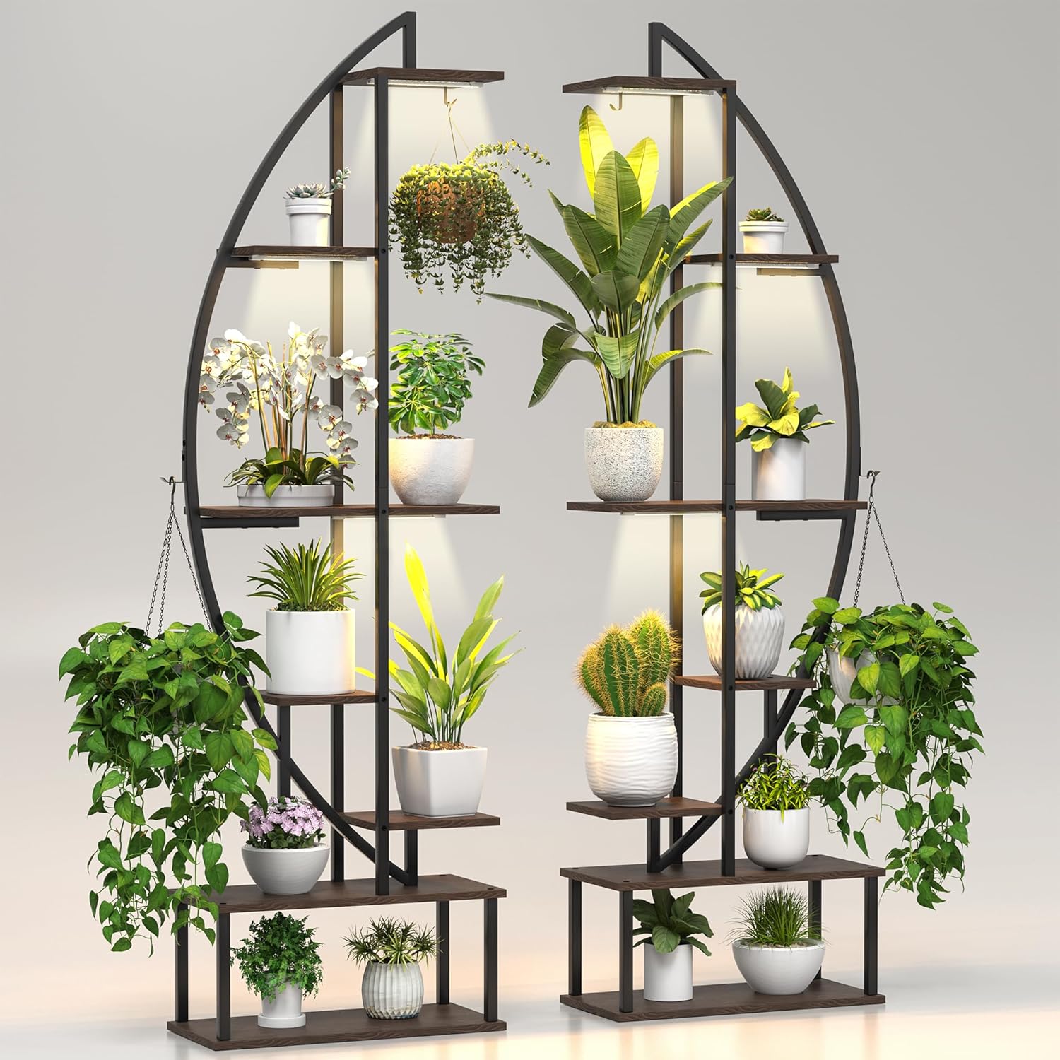 Blazpath 7-Tier Half Moon Plant Stand with Grow Lights