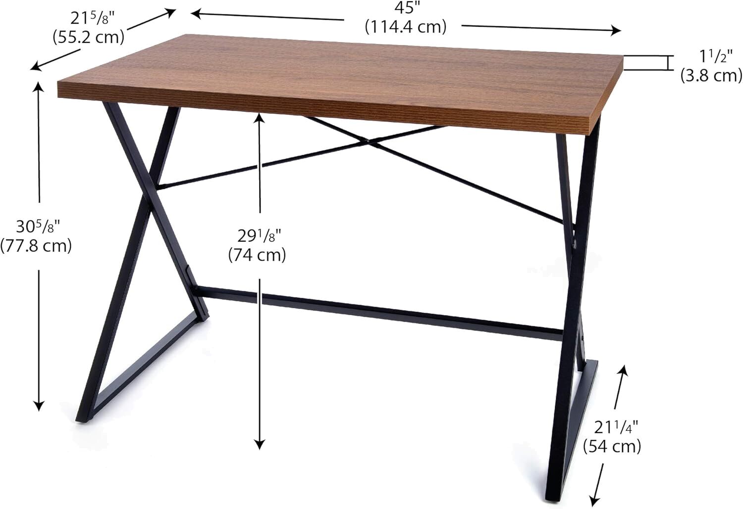 21 Stories 45" Walnut Black Working Desk CB Home